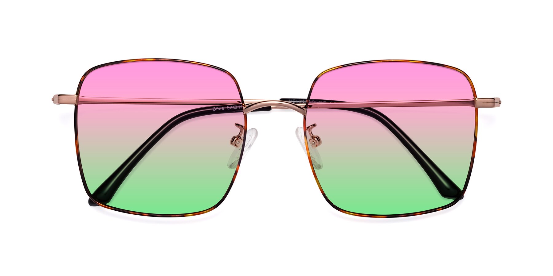 Folded Front of Billie in Tortoise with Pink / Green Gradient Lenses