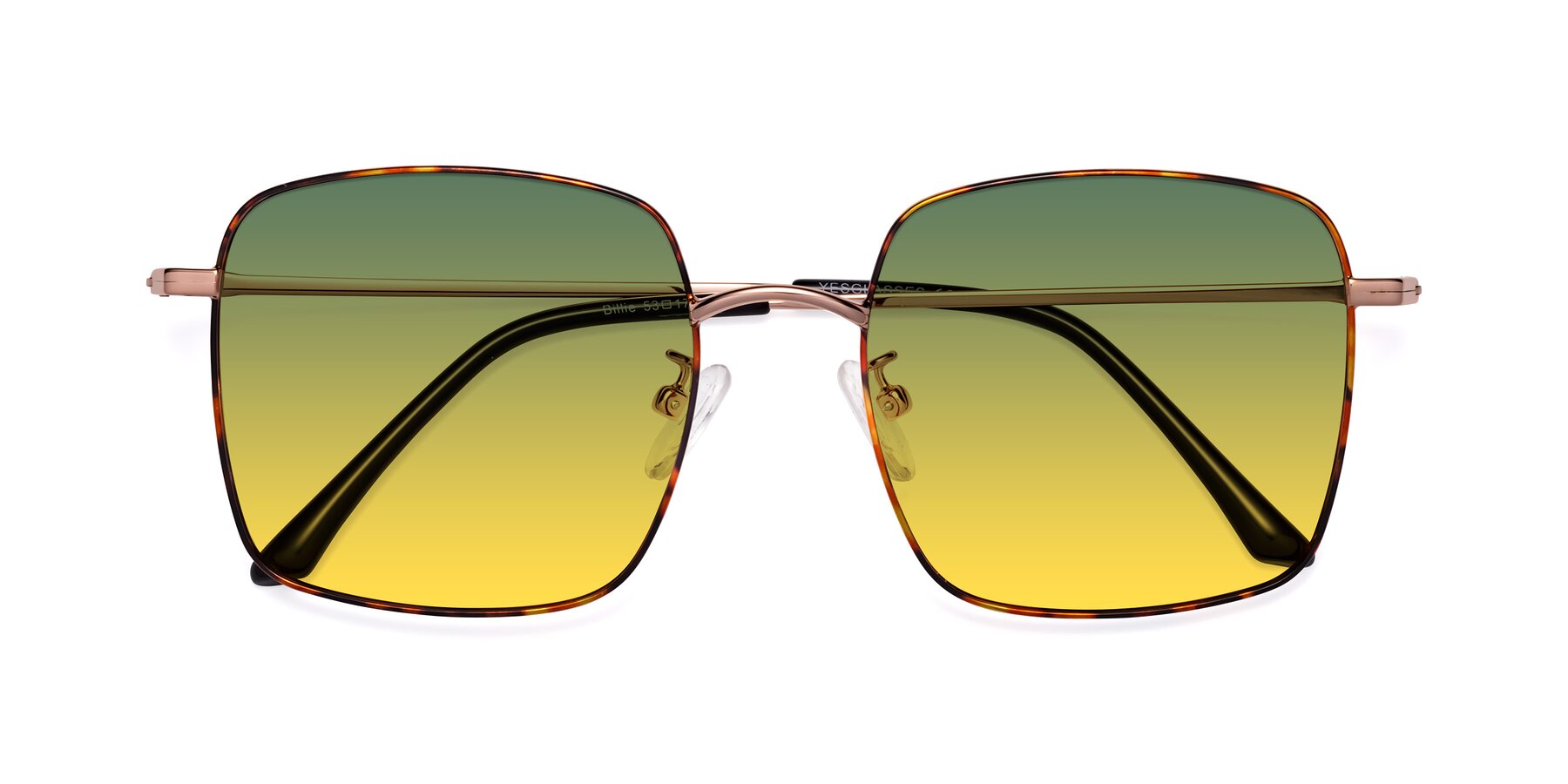 Folded Front of Billie in Tortoise with Green / Yellow Gradient Lenses
