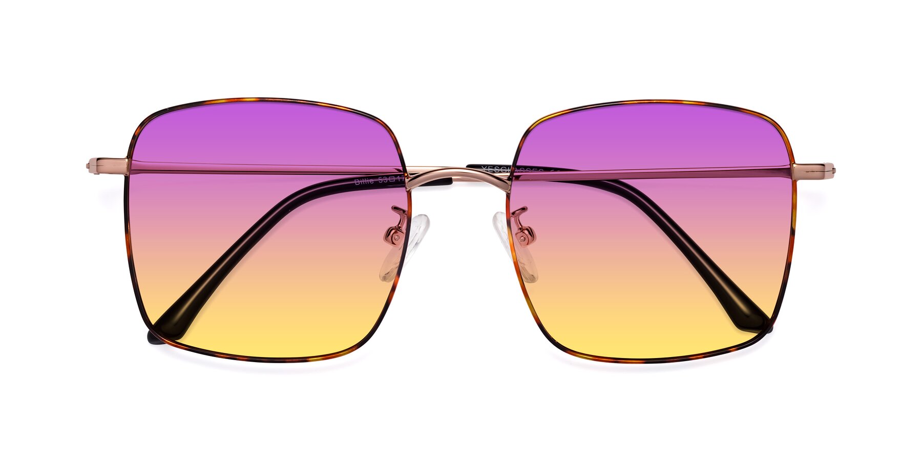 Folded Front of Billie in Tortoise with Purple / Yellow Gradient Lenses