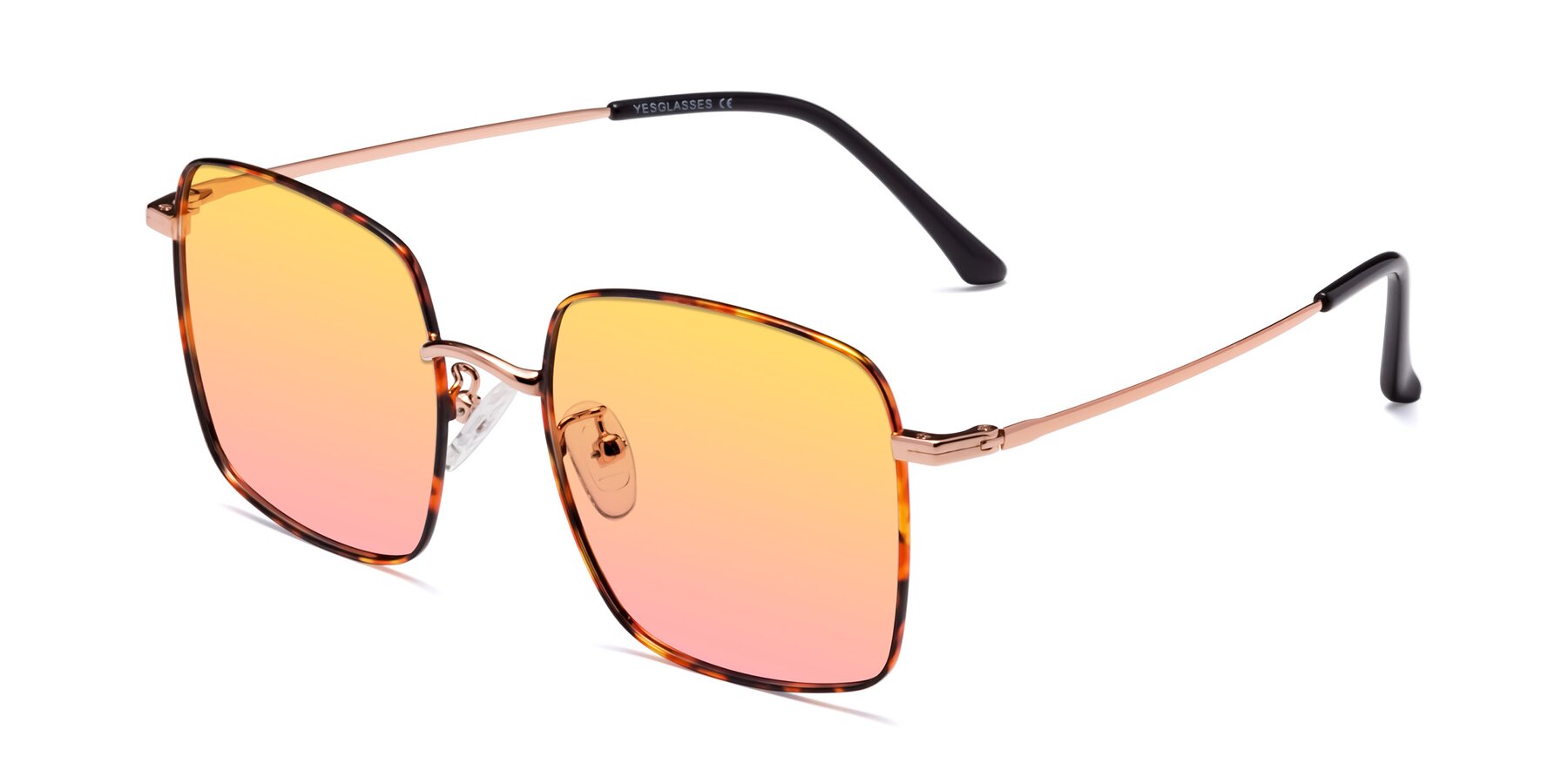Angle of Billie in Tortoise with Yellow / Pink Gradient Lenses