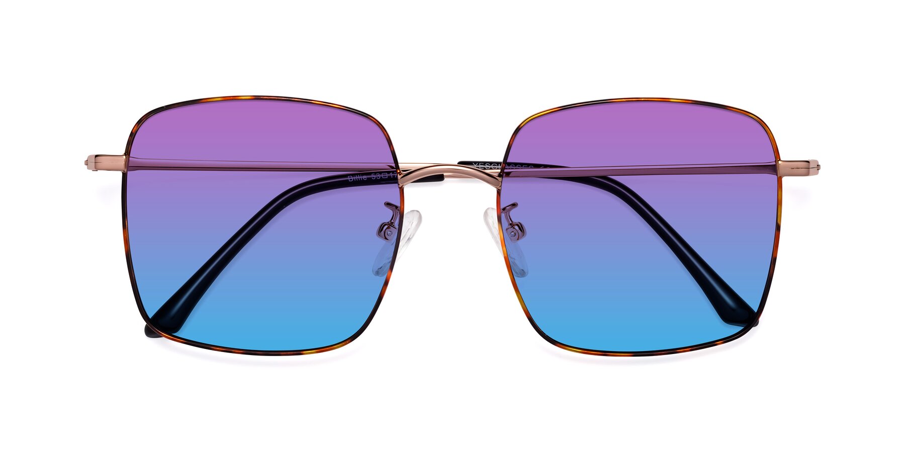 Folded Front of Billie in Tortoise with Purple / Blue Gradient Lenses