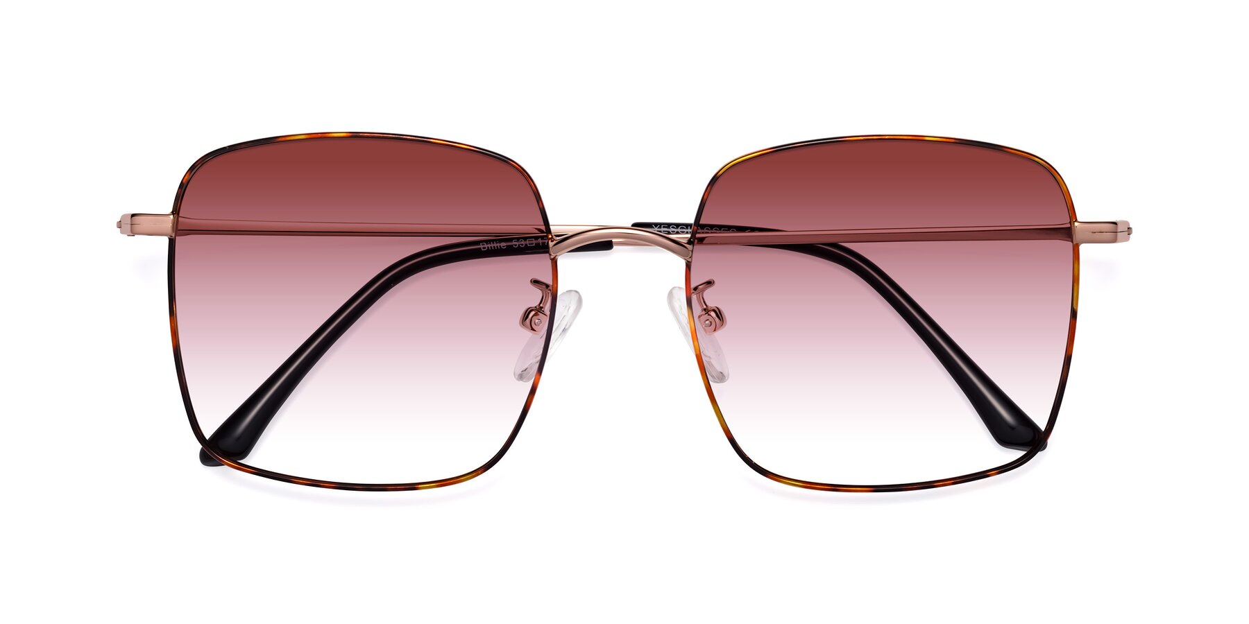 Folded Front of Billie in Tortoise with Garnet Gradient Lenses