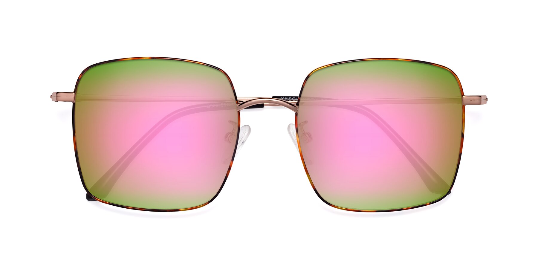 Folded Front of Billie in Tortoise with Pink Mirrored Lenses