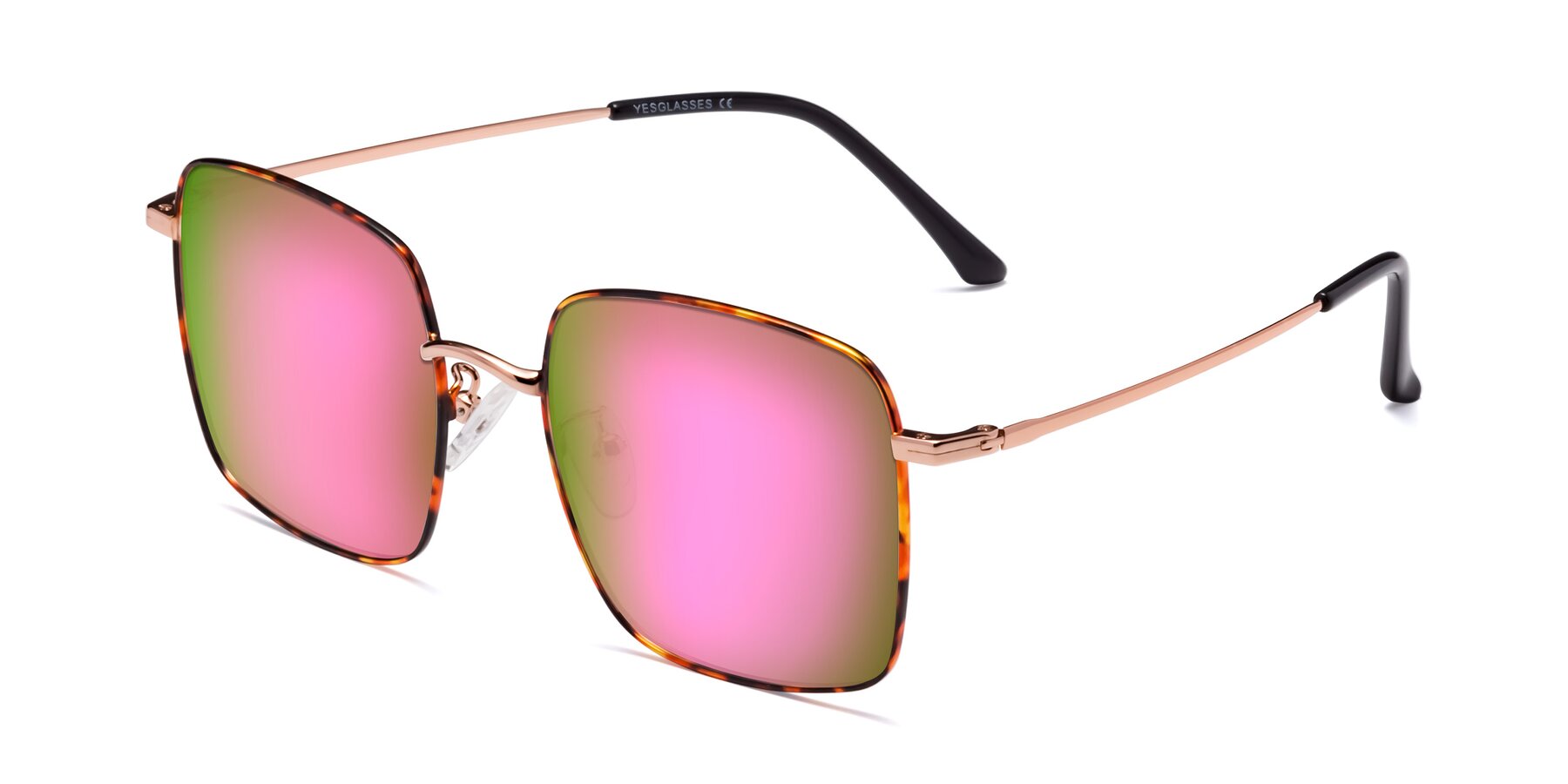 Angle of Billie in Tortoise with Pink Mirrored Lenses