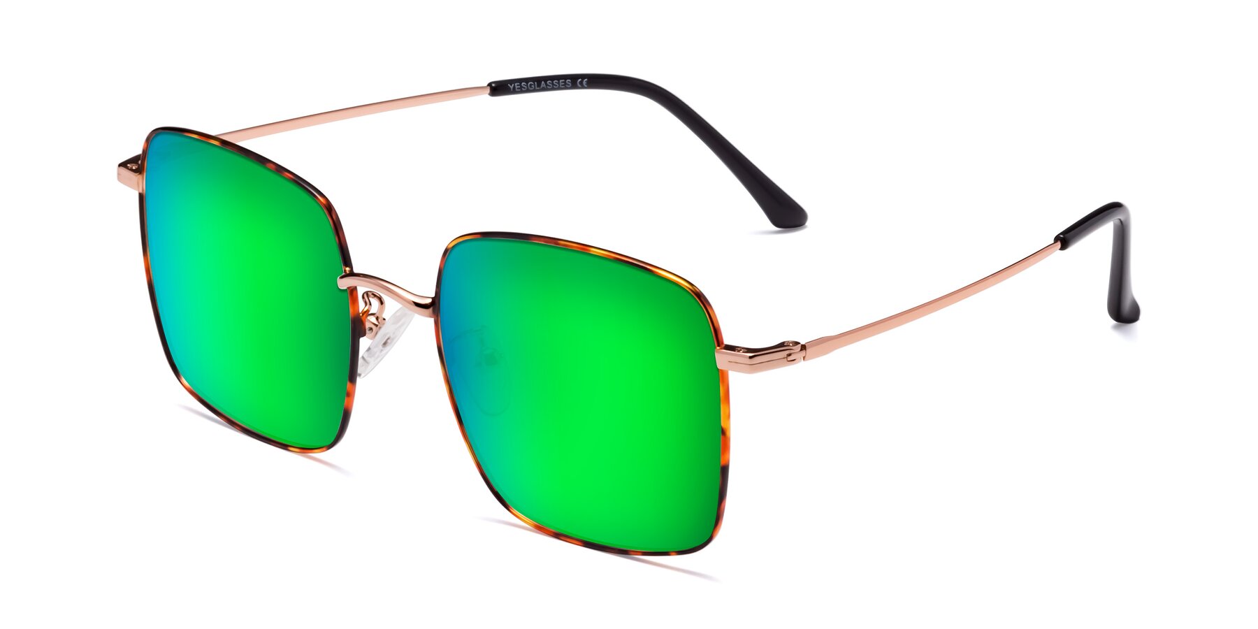 Angle of Billie in Tortoise with Green Mirrored Lenses