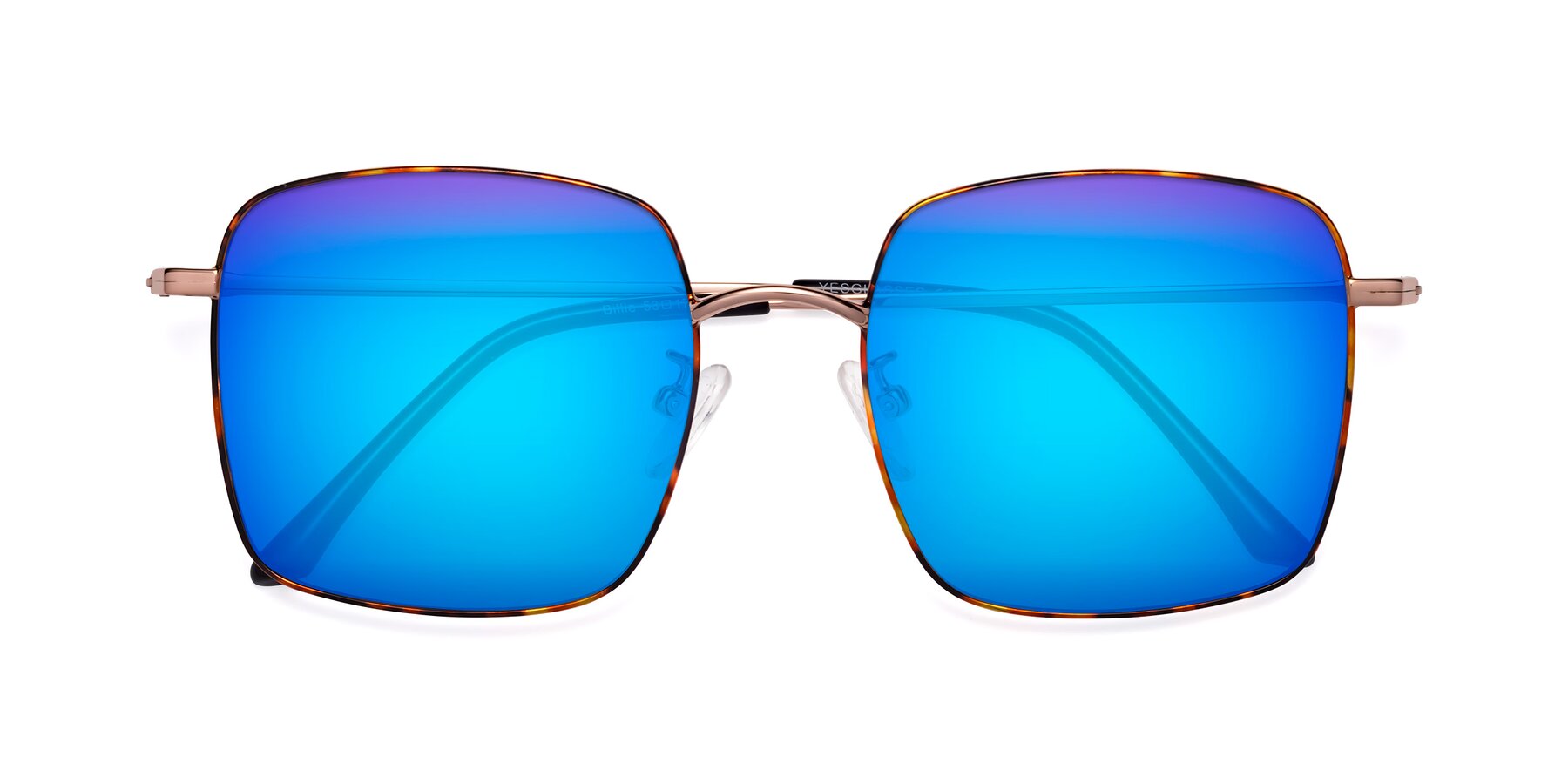 Folded Front of Billie in Tortoise with Blue Mirrored Lenses