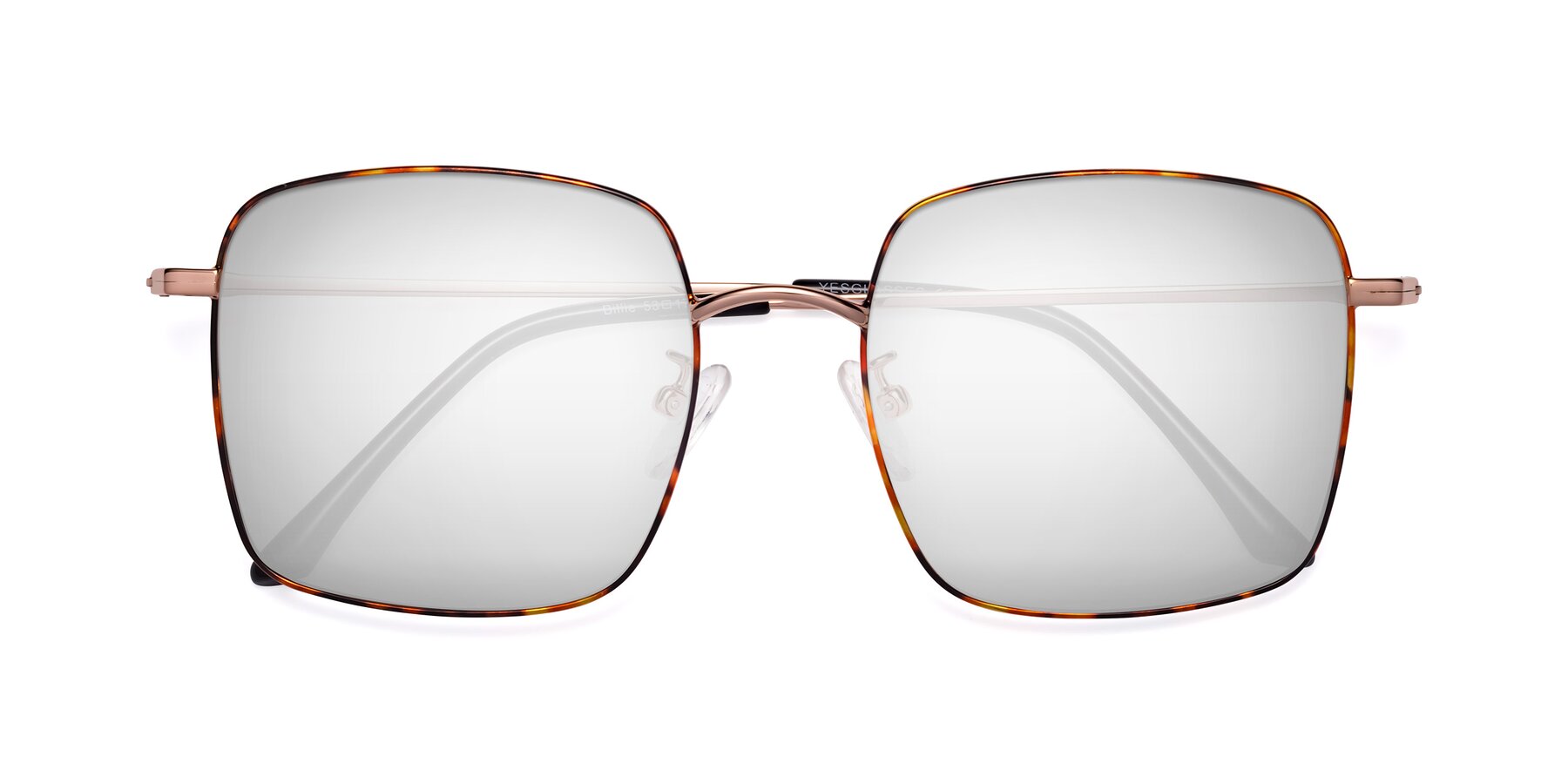 Folded Front of Billie in Tortoise with Silver Mirrored Lenses