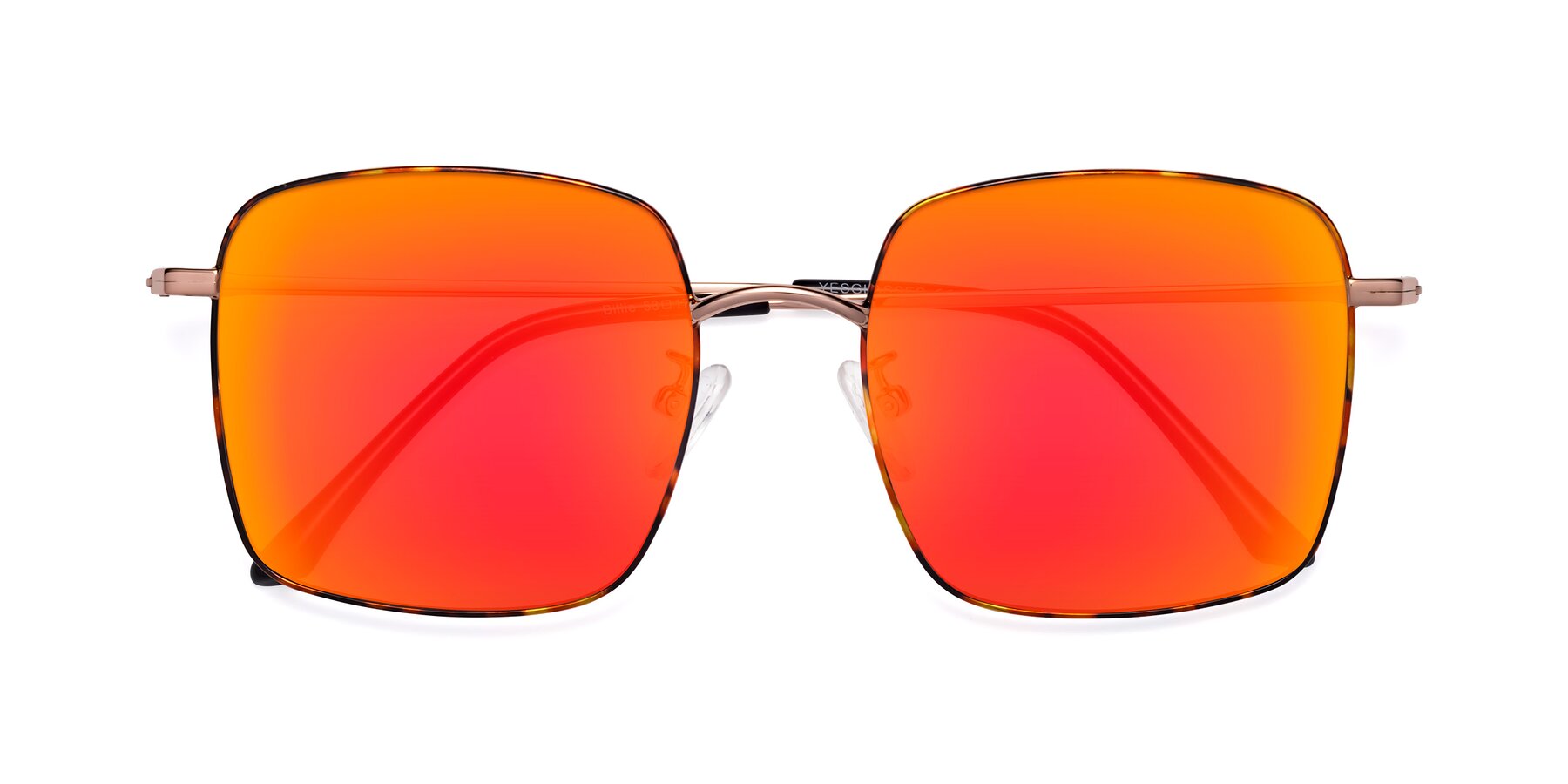 Folded Front of Billie in Tortoise with Red Gold Mirrored Lenses