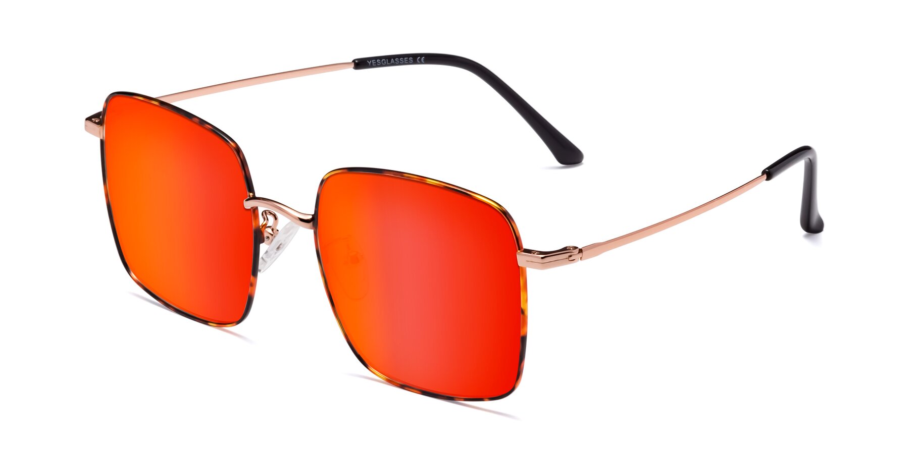 Angle of Billie in Tortoise with Red Gold Mirrored Lenses