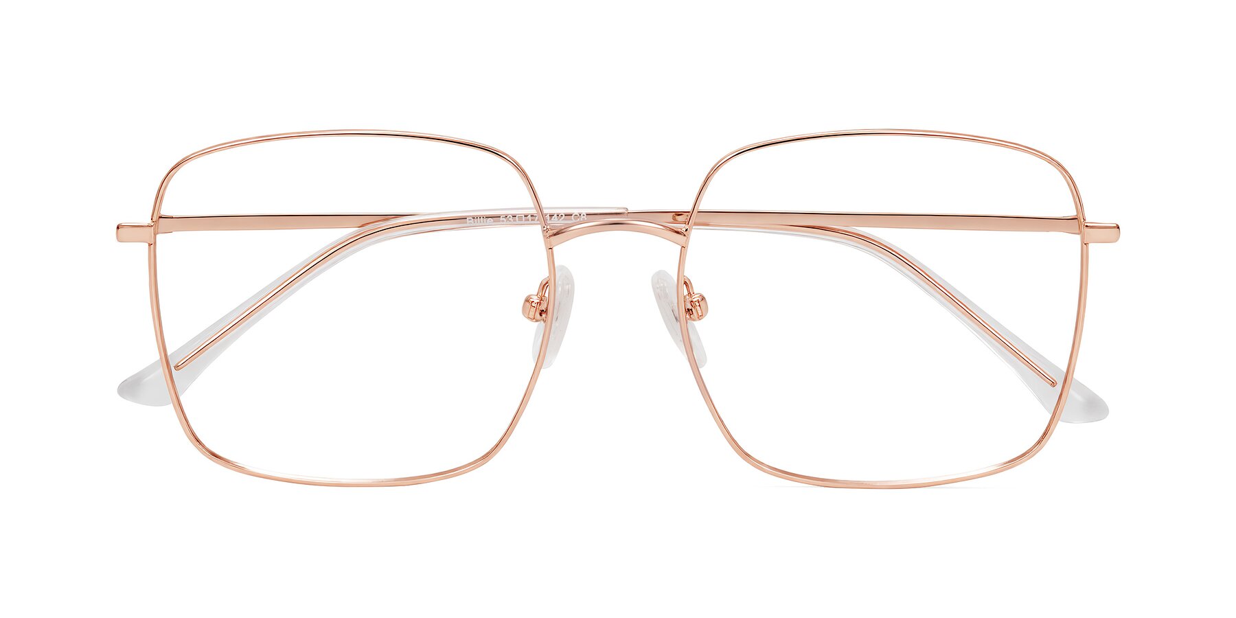 Folded Front of Billie in Rose Gold with Clear Blue Light Blocking Lenses