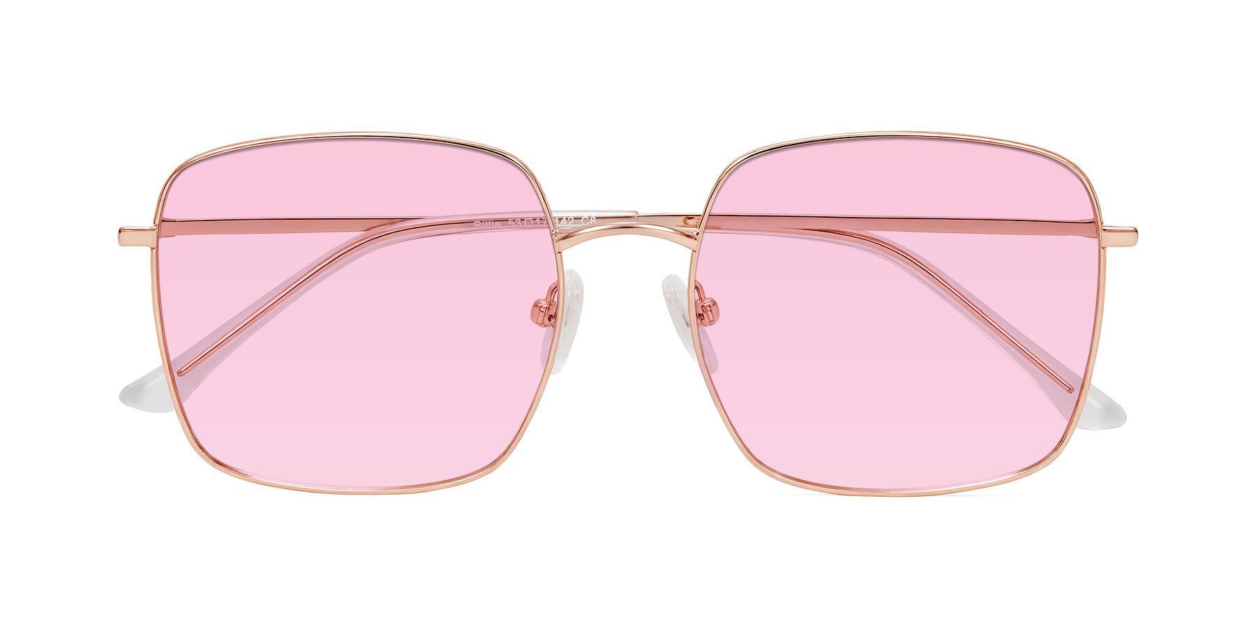 Folded Front of Billie in Rose Gold with Light Pink Tinted Lenses