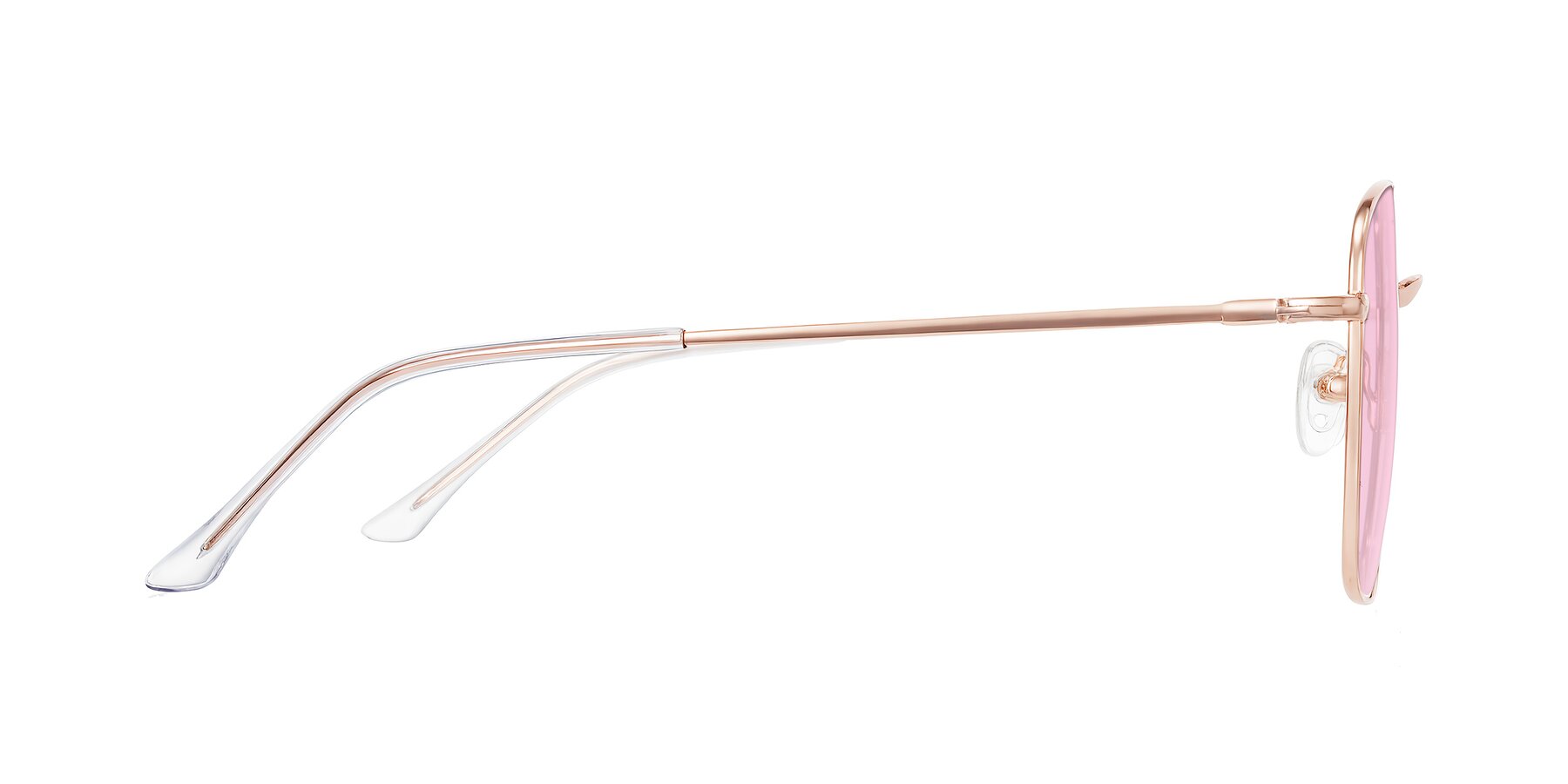 Side of Billie in Rose Gold with Light Pink Tinted Lenses