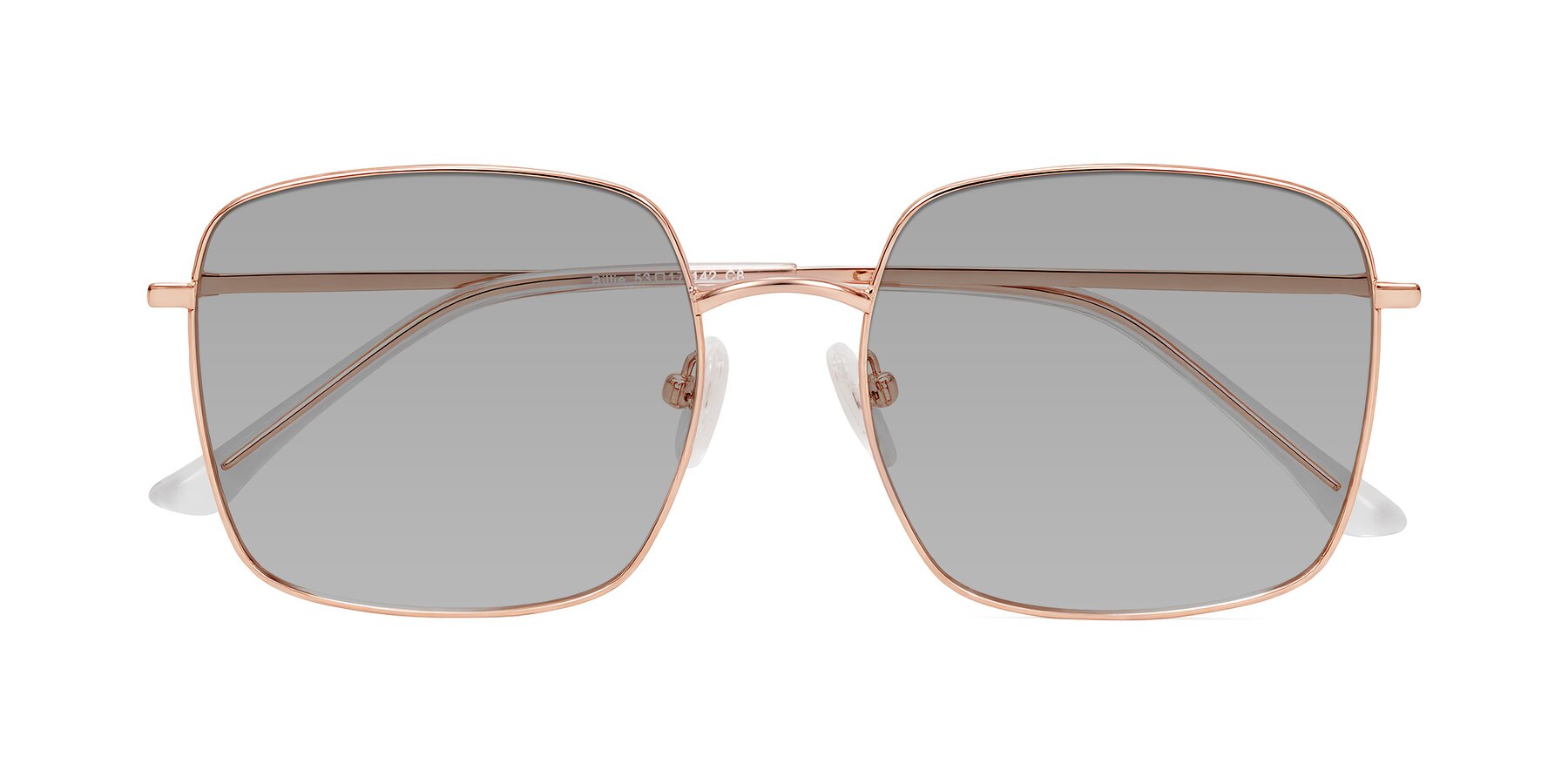 Folded Front of Billie in Rose Gold with Light Gray Tinted Lenses
