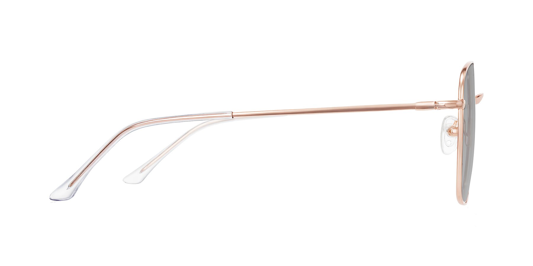 Side of Billie in Rose Gold with Light Gray Tinted Lenses
