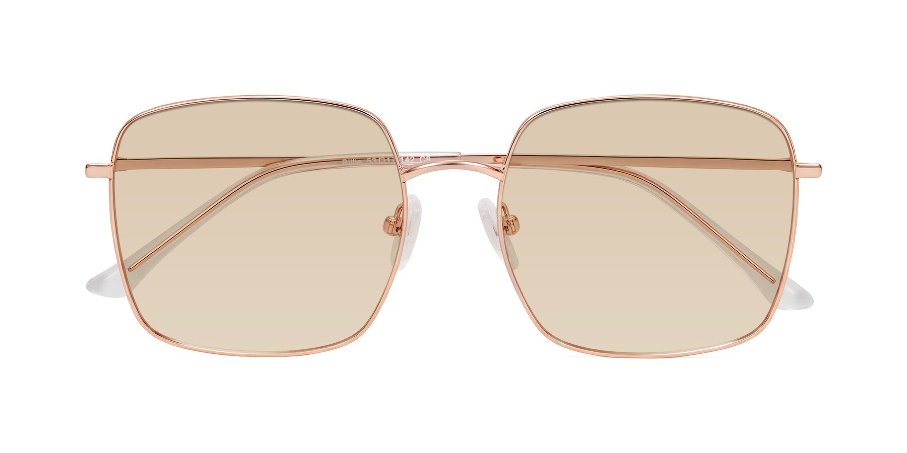 Folded Front of Billie in Rose Gold with Light Brown Tinted Lenses