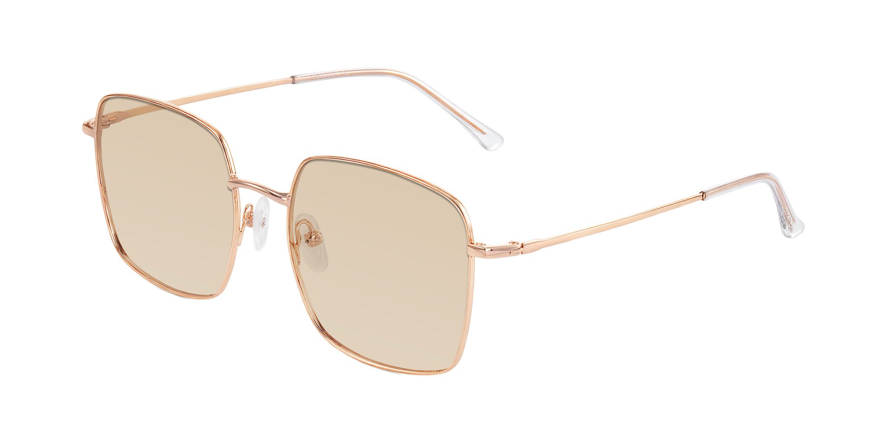 Angle of Billie in Rose Gold with Light Brown Tinted Lenses