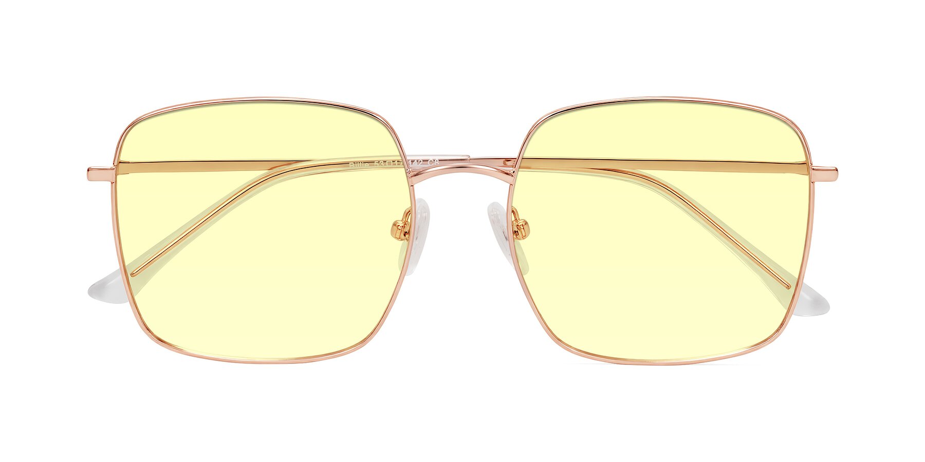 Folded Front of Billie in Rose Gold with Light Yellow Tinted Lenses