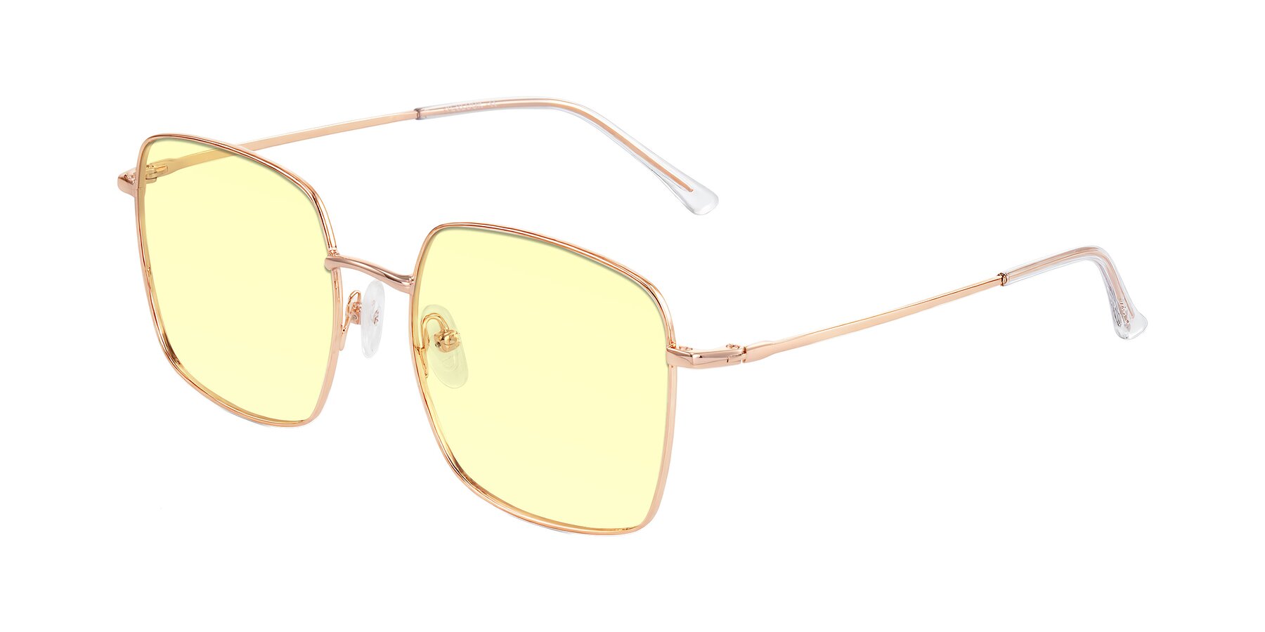 Angle of Billie in Rose Gold with Light Yellow Tinted Lenses