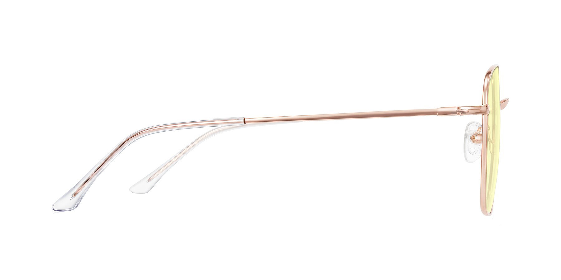 Side of Billie in Rose Gold with Light Yellow Tinted Lenses