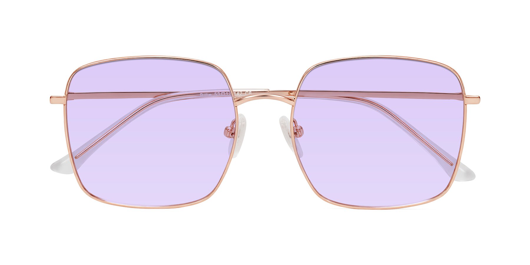 Folded Front of Billie in Rose Gold with Light Purple Tinted Lenses