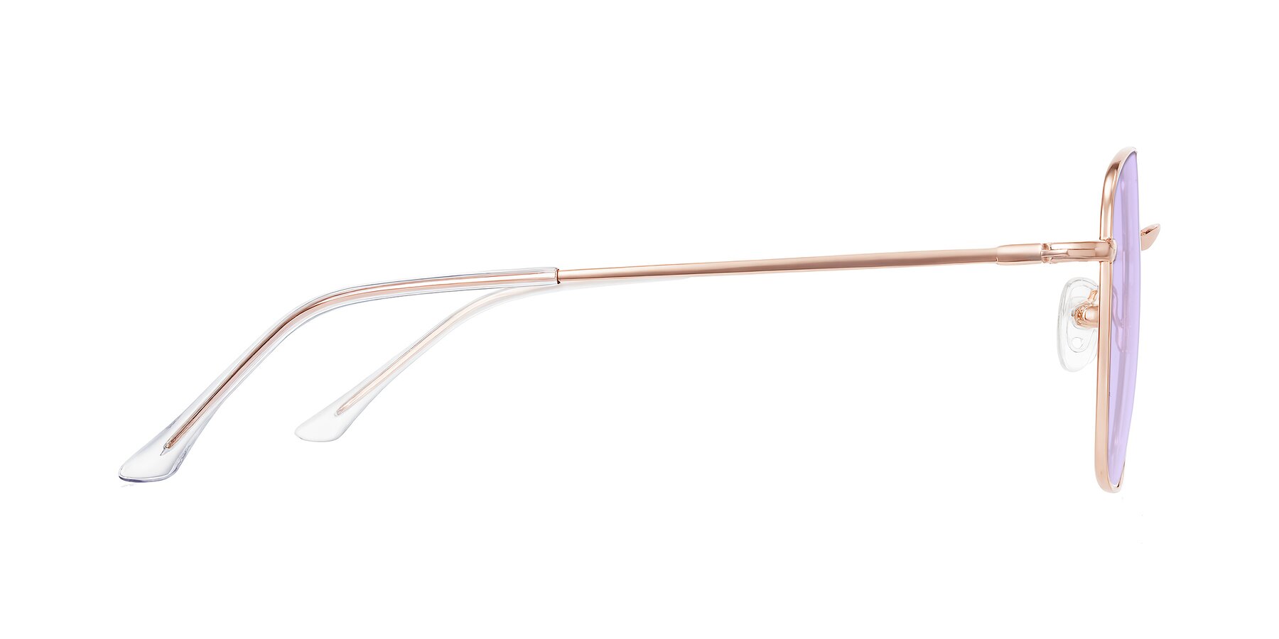 Side of Billie in Rose Gold with Light Purple Tinted Lenses