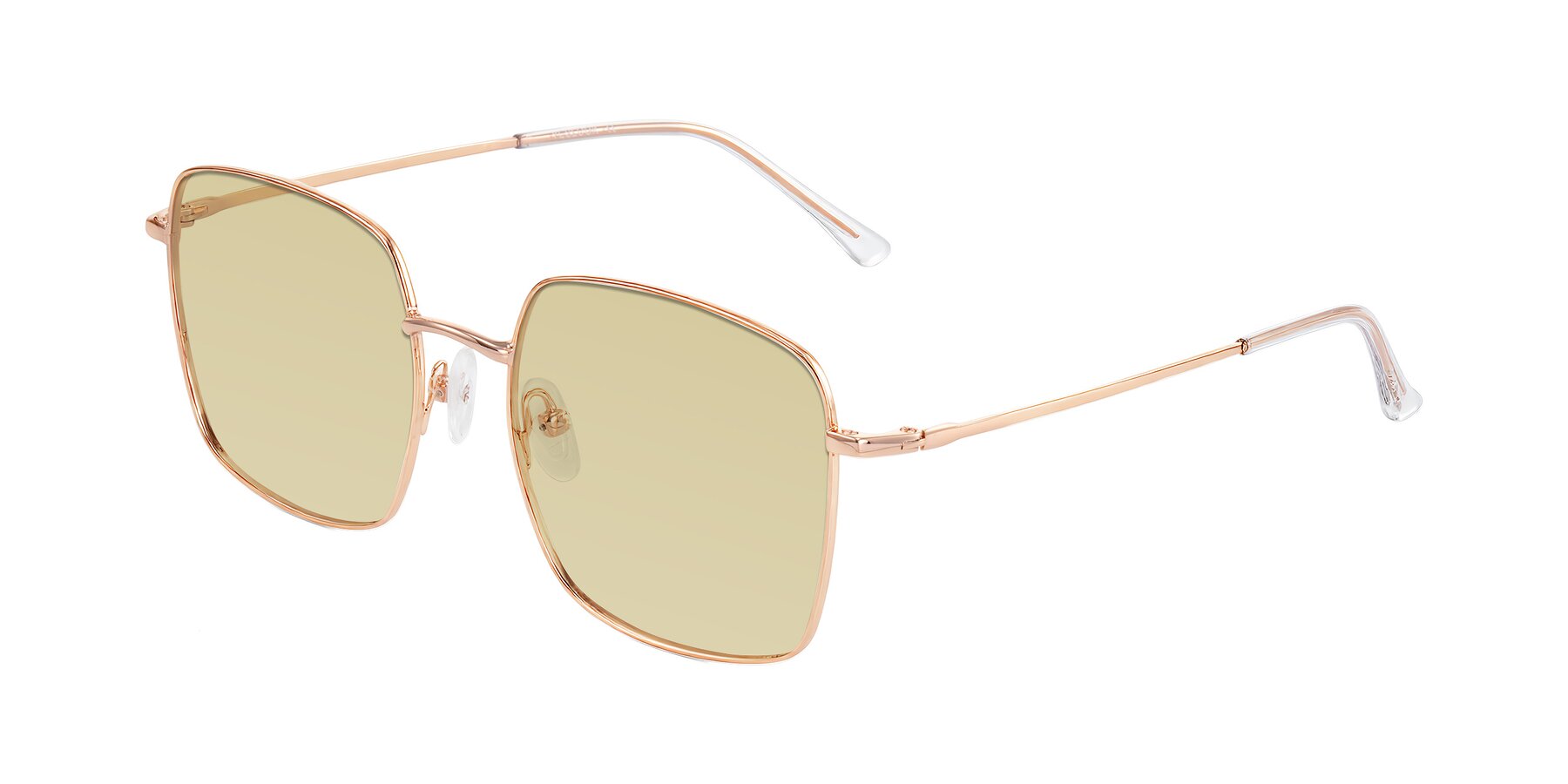 Angle of Billie in Rose Gold with Light Champagne Tinted Lenses