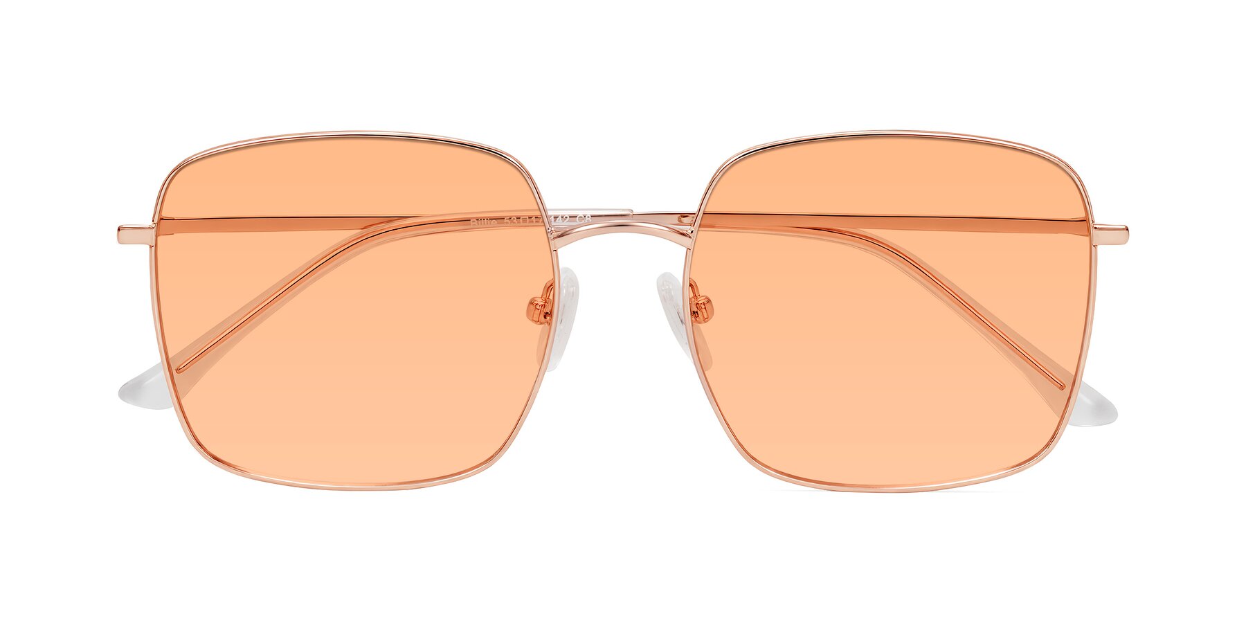 Folded Front of Billie in Rose Gold with Light Orange Tinted Lenses