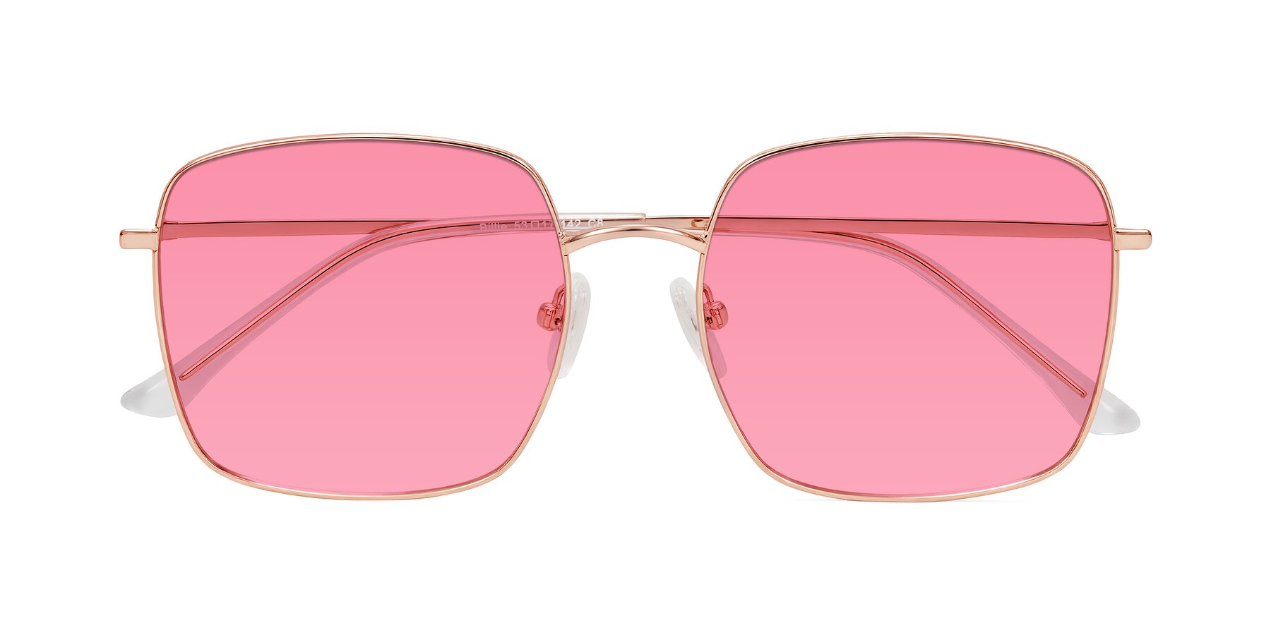 Folded Front of Billie in Rose Gold with Pink Tinted Lenses