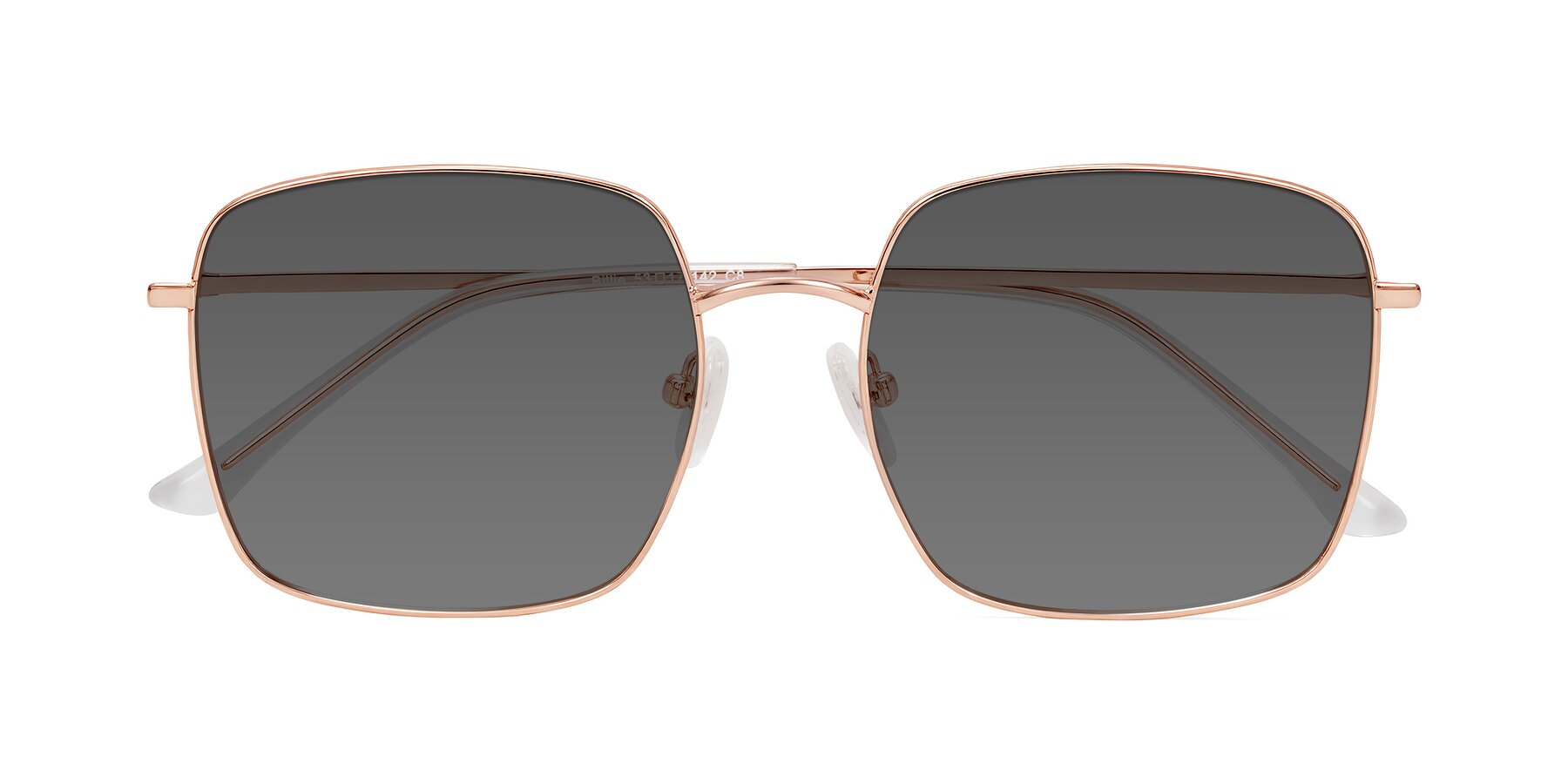 Folded Front of Billie in Rose Gold with Medium Gray Tinted Lenses
