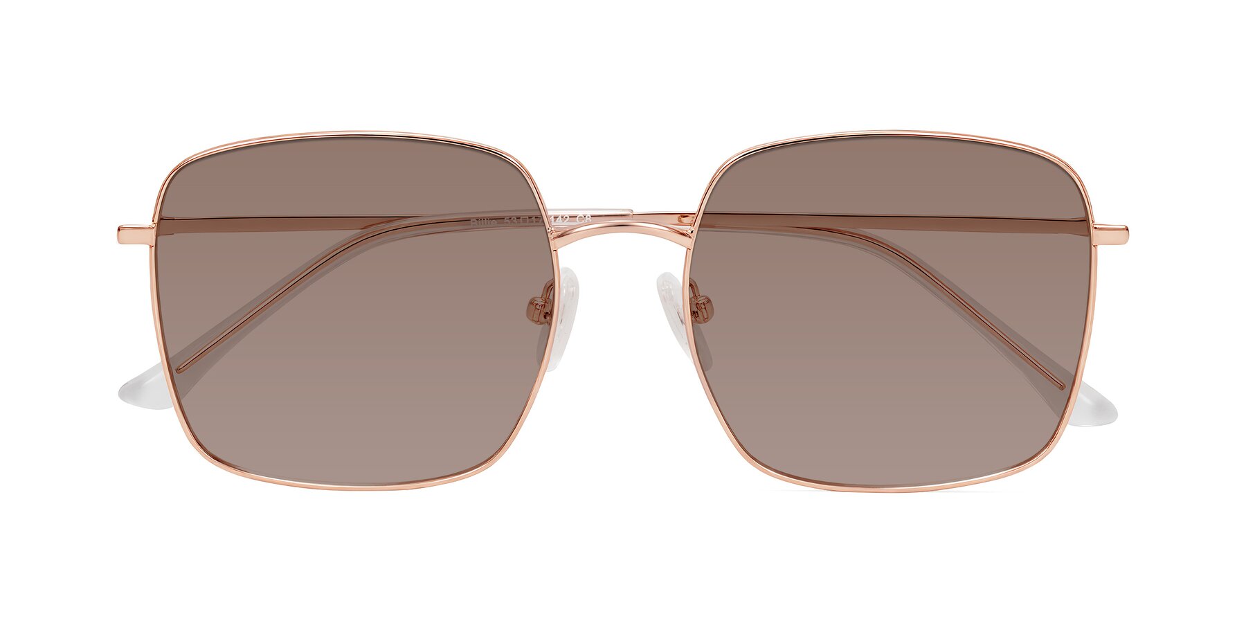 Folded Front of Billie in Rose Gold with Medium Brown Tinted Lenses