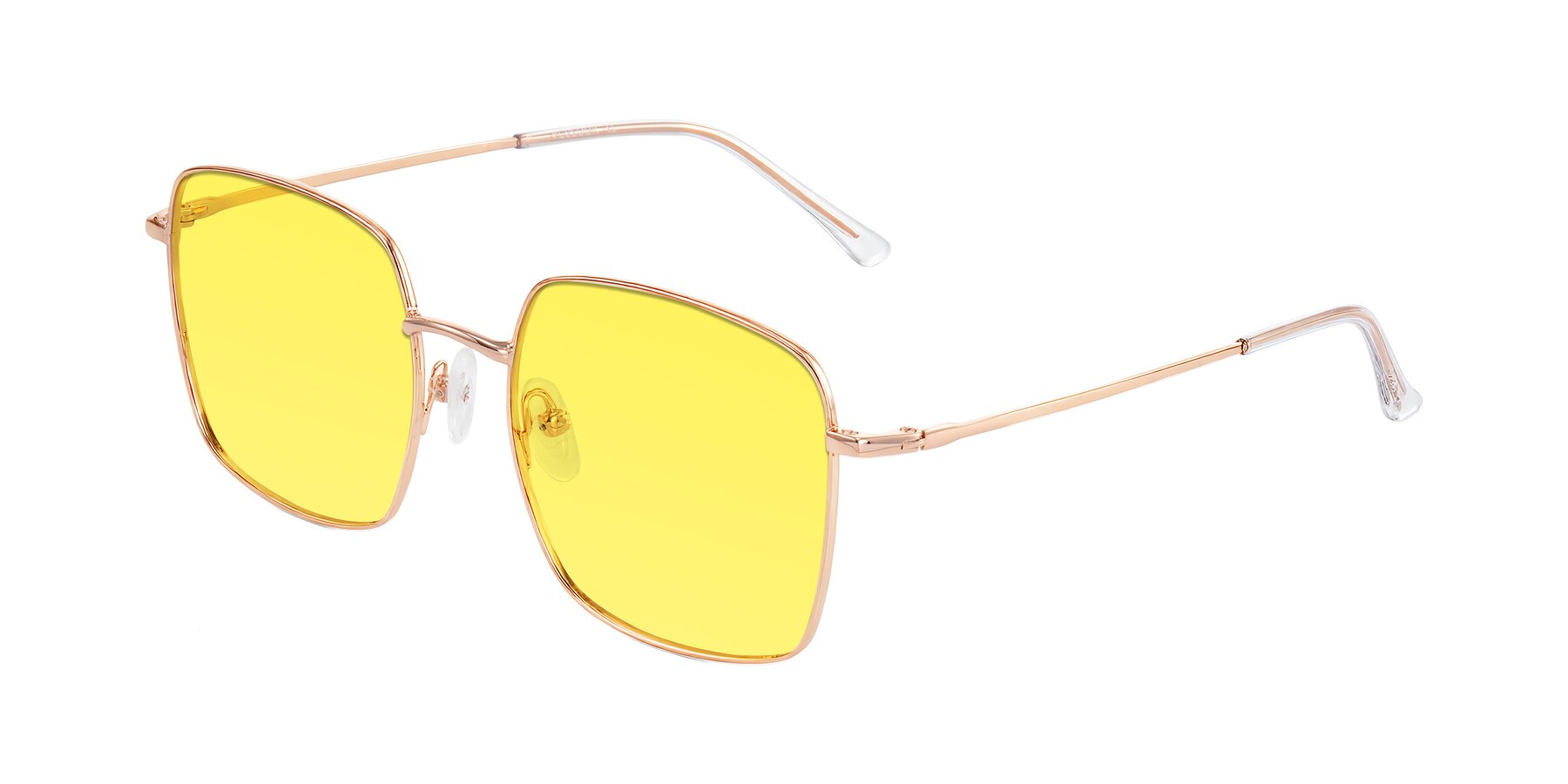 Angle of Billie in Rose Gold with Medium Yellow Tinted Lenses