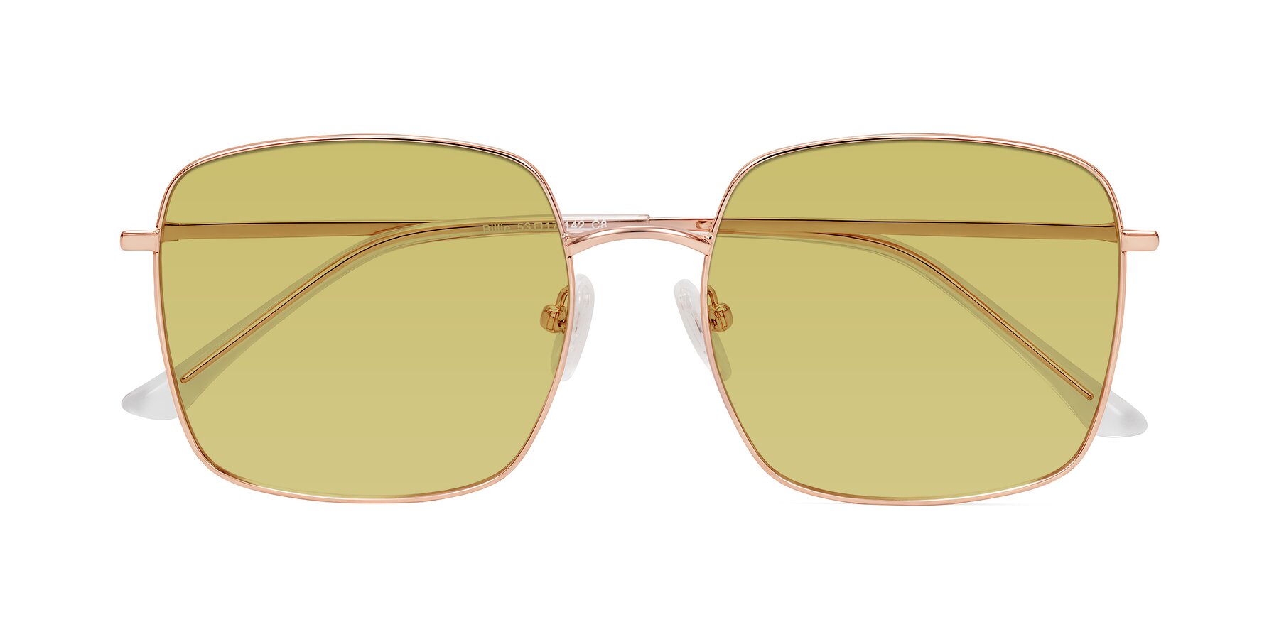 Folded Front of Billie in Rose Gold with Medium Champagne Tinted Lenses