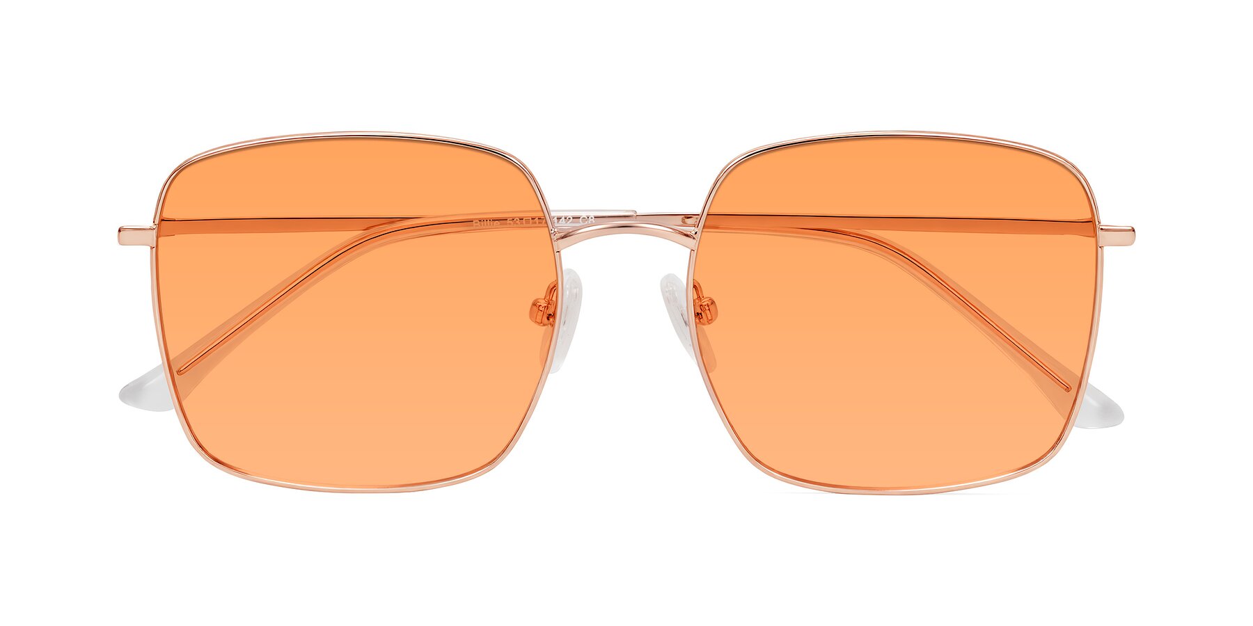 Folded Front of Billie in Rose Gold with Medium Orange Tinted Lenses