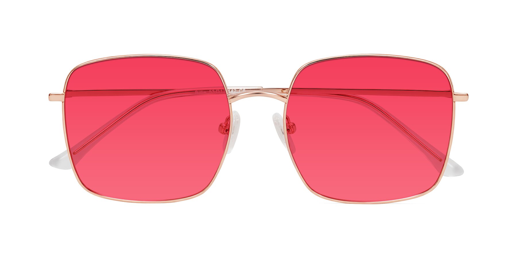 Folded Front of Billie in Rose Gold with Red Tinted Lenses