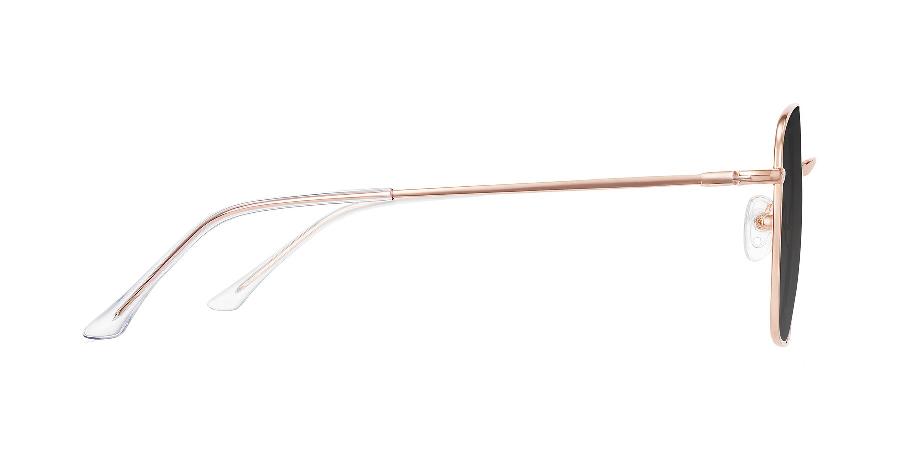 Side of Billie in Rose Gold with Gray Tinted Lenses