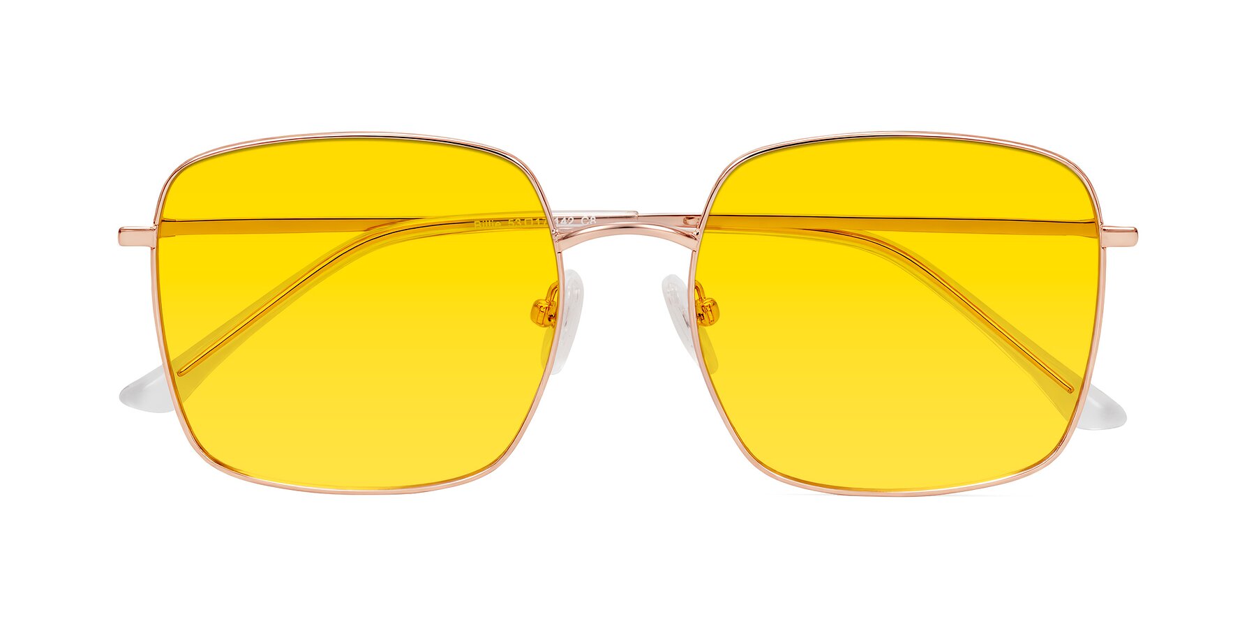 Folded Front of Billie in Rose Gold with Yellow Tinted Lenses