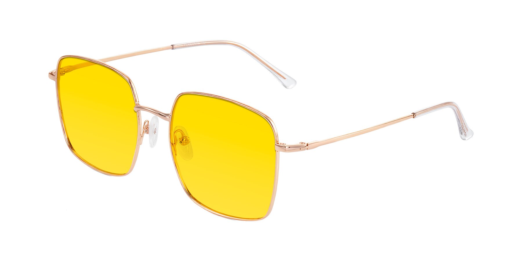 Angle of Billie in Rose Gold with Yellow Tinted Lenses