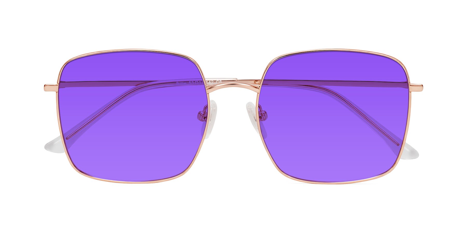 Folded Front of Billie in Rose Gold with Purple Tinted Lenses