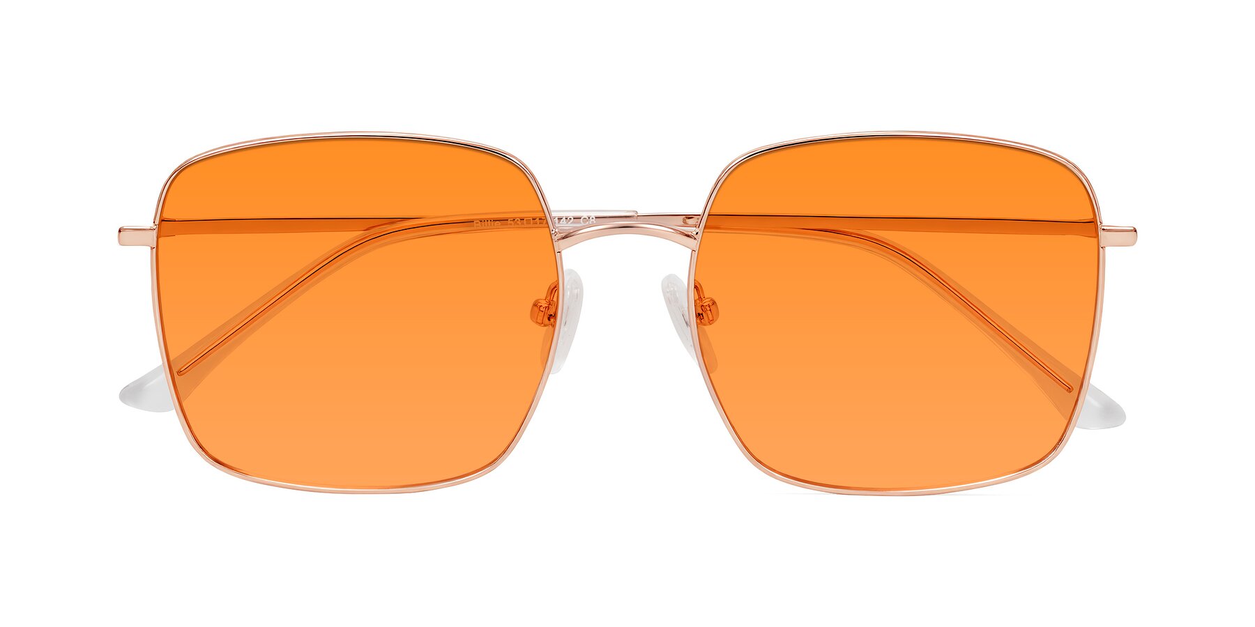 Folded Front of Billie in Rose Gold with Orange Tinted Lenses