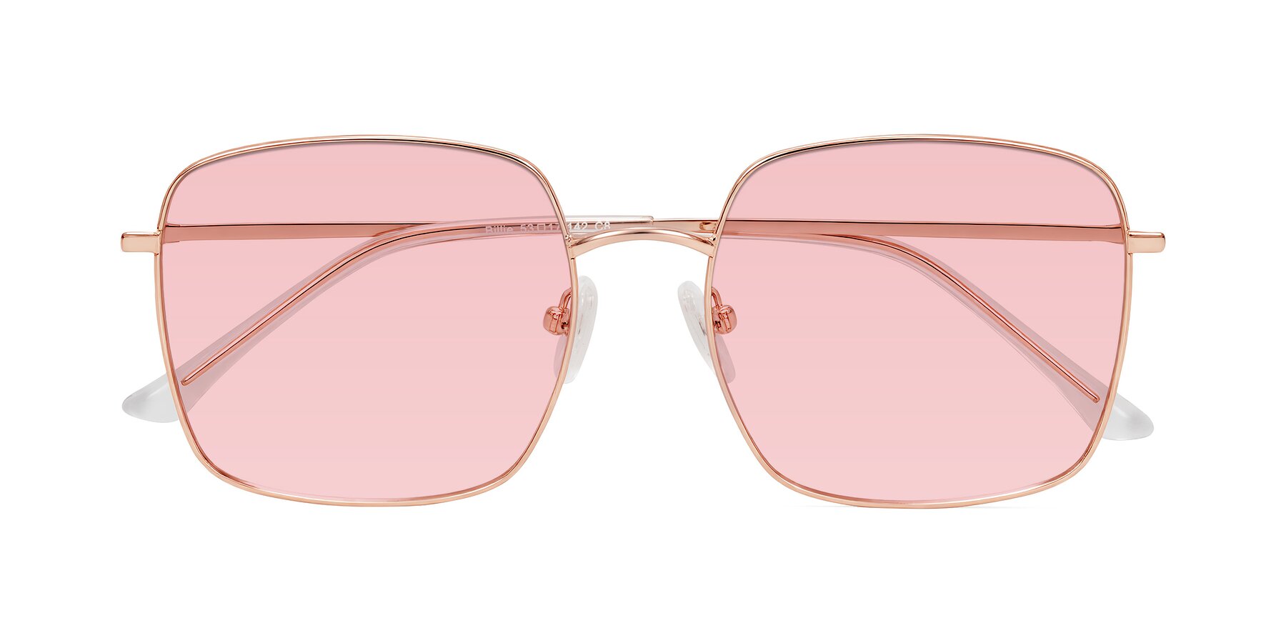 Folded Front of Billie in Rose Gold with Light Garnet Tinted Lenses