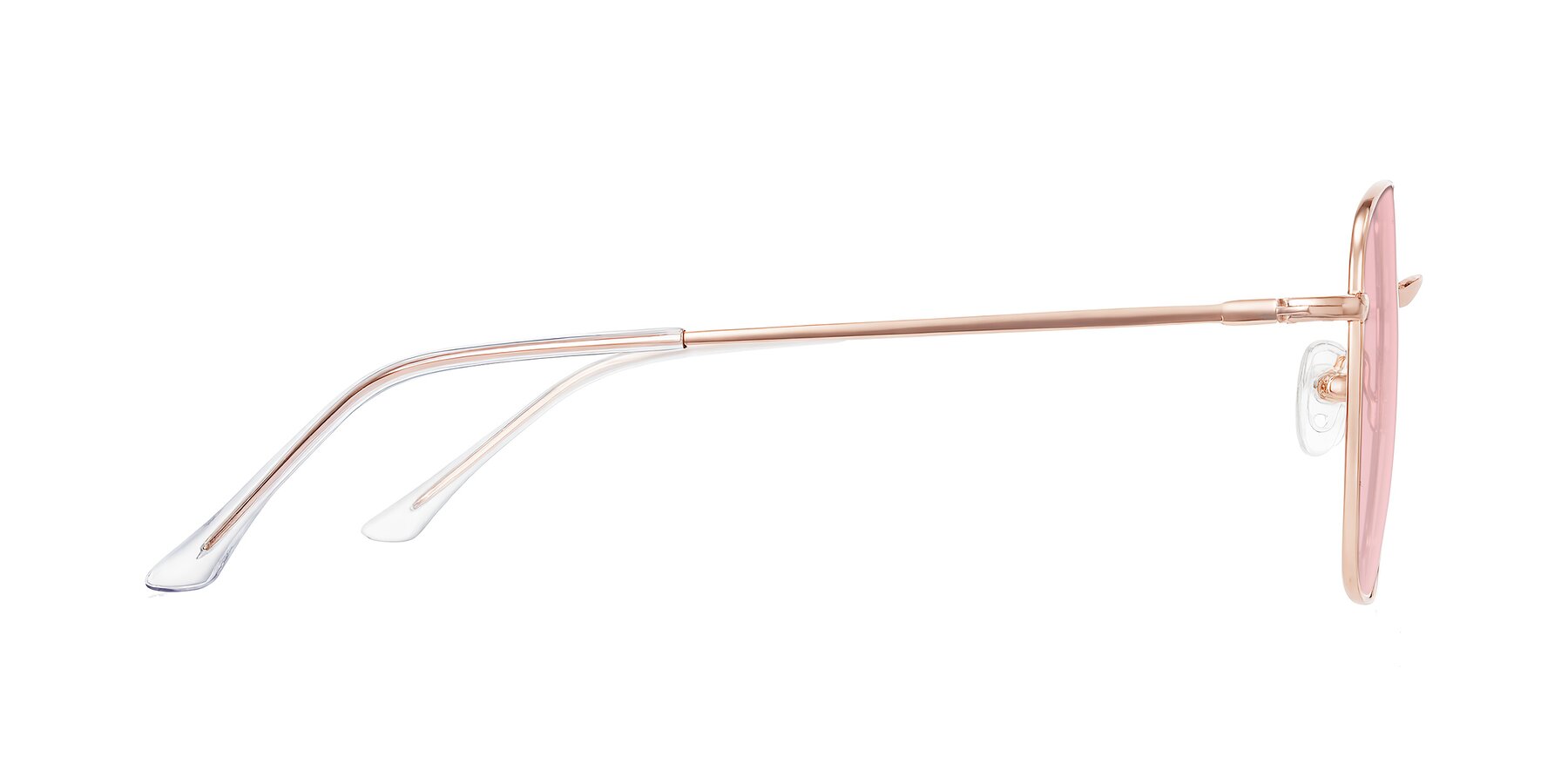 Side of Billie in Rose Gold with Light Garnet Tinted Lenses