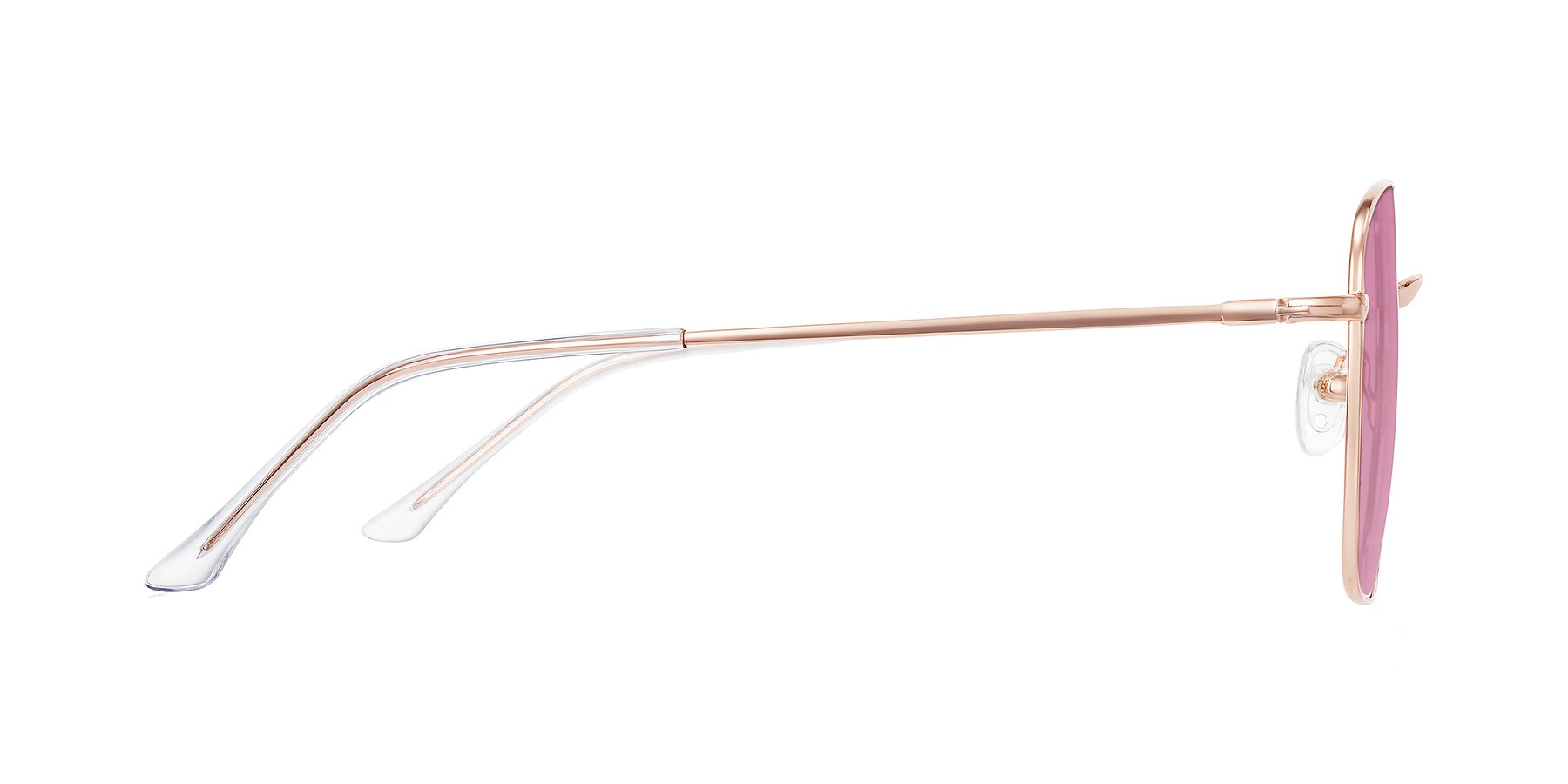 Side of Billie in Rose Gold with Medium Wine Tinted Lenses