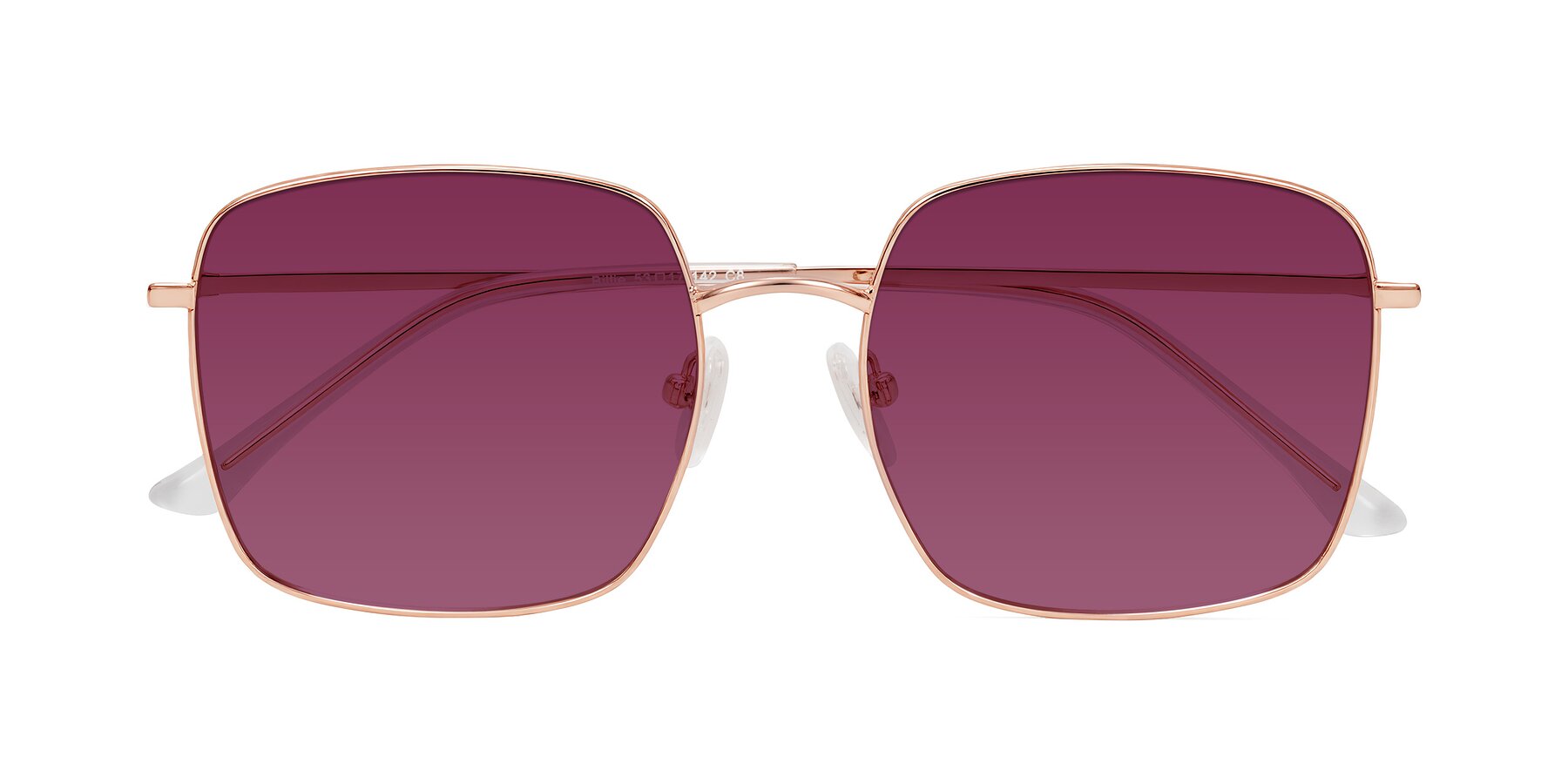 Folded Front of Billie in Rose Gold with Wine Tinted Lenses