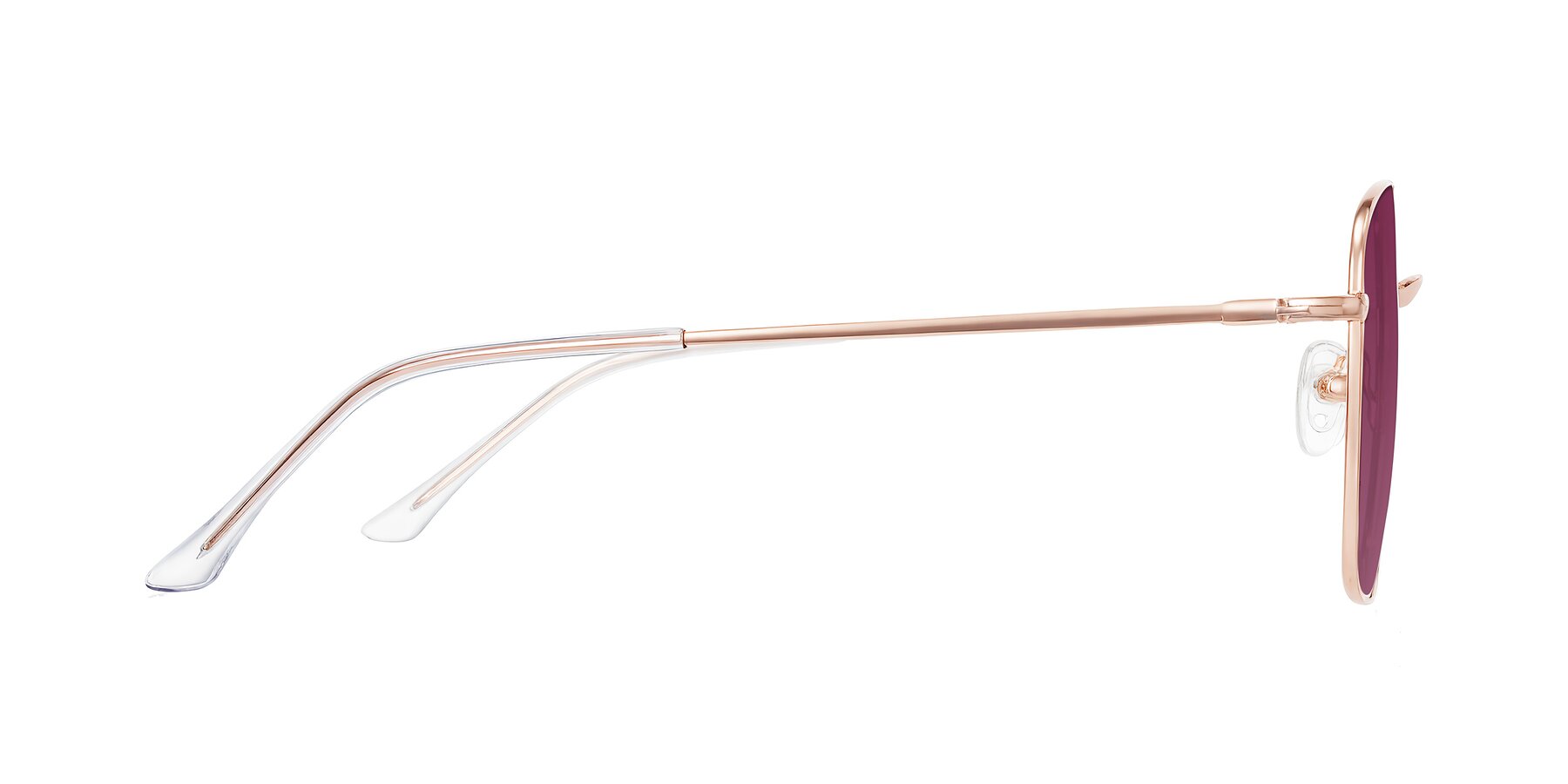 Side of Billie in Rose Gold with Wine Tinted Lenses