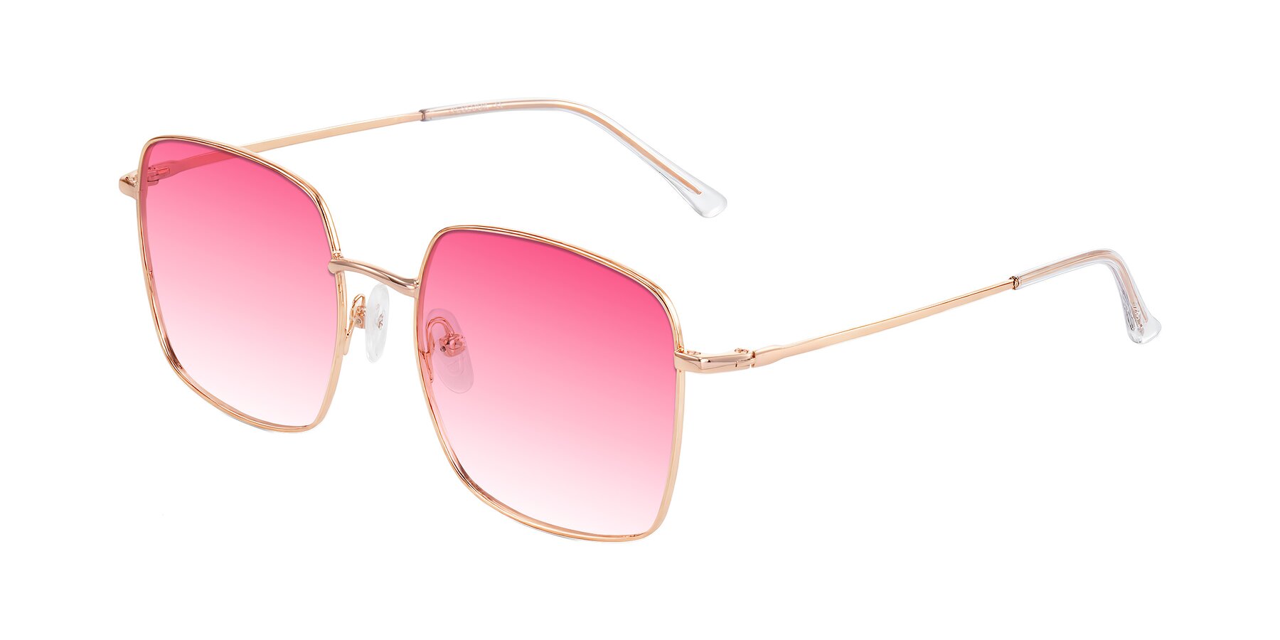 Angle of Billie in Rose Gold with Pink Gradient Lenses