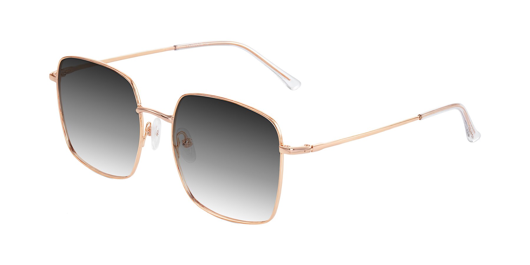 Angle of Billie in Rose Gold with Gray Gradient Lenses