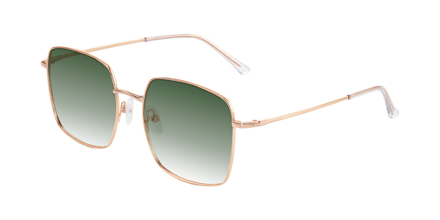 Angle of Billie in Rose Gold with Green Gradient Lenses