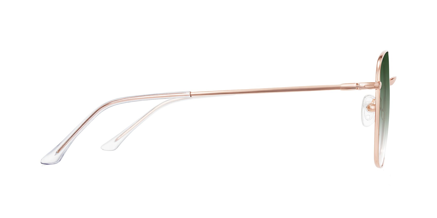 Side of Billie in Rose Gold with Green Gradient Lenses