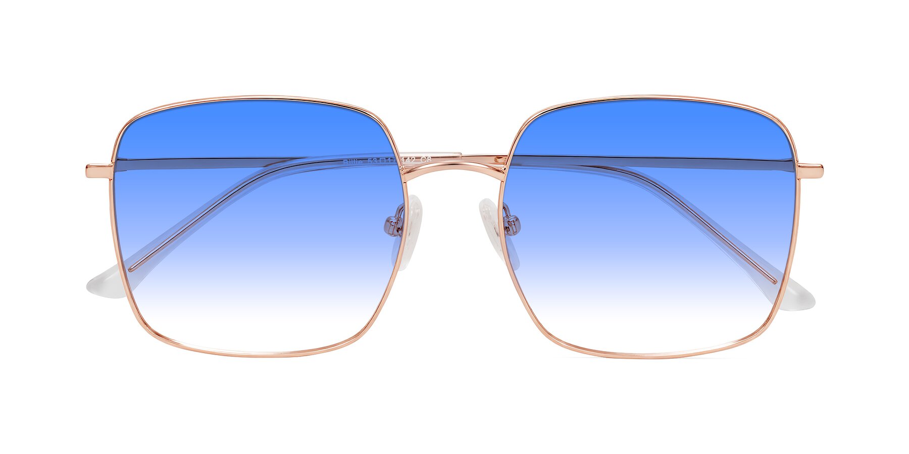 Folded Front of Billie in Rose Gold with Blue Gradient Lenses