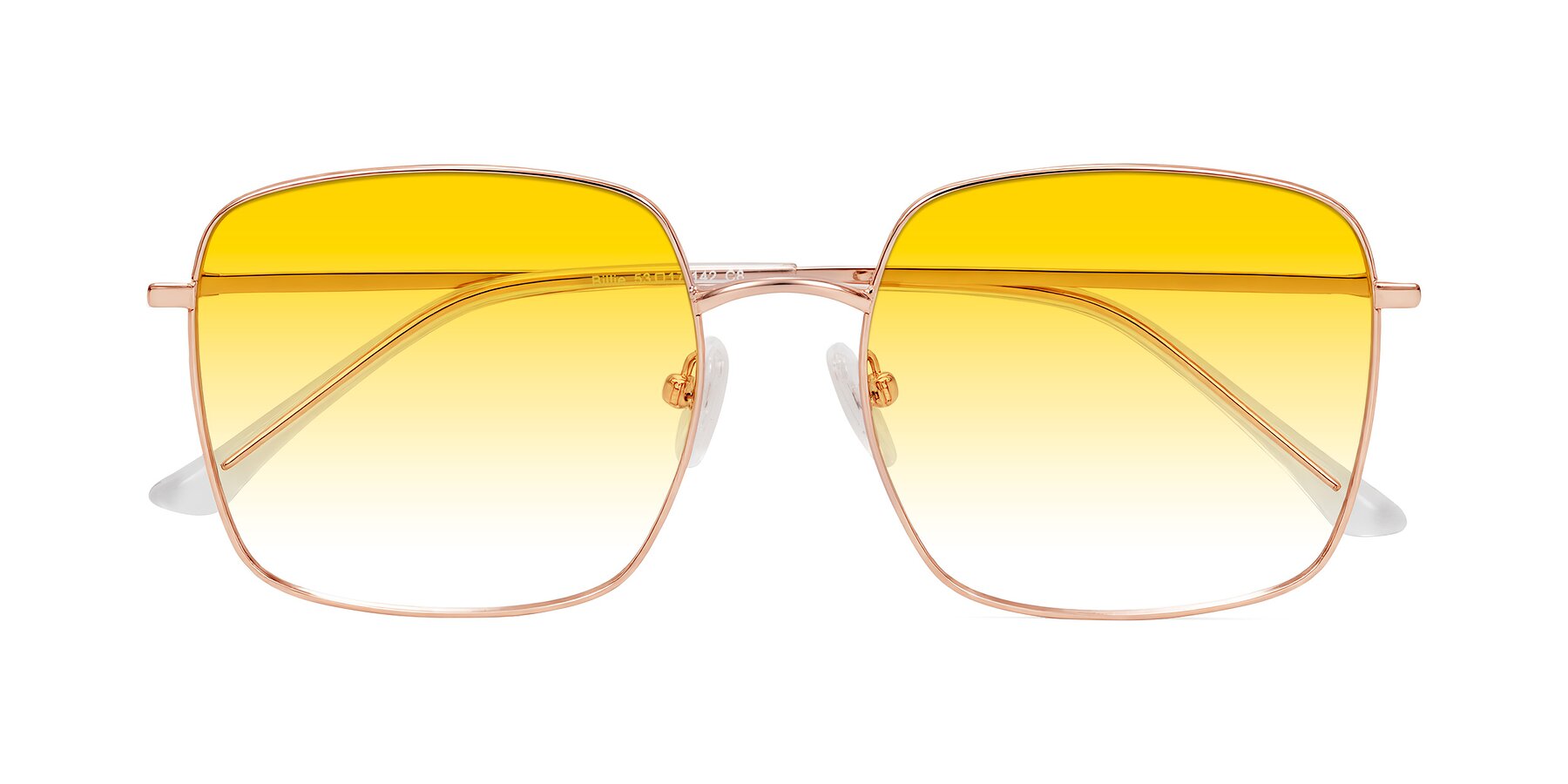Folded Front of Billie in Rose Gold with Yellow Gradient Lenses
